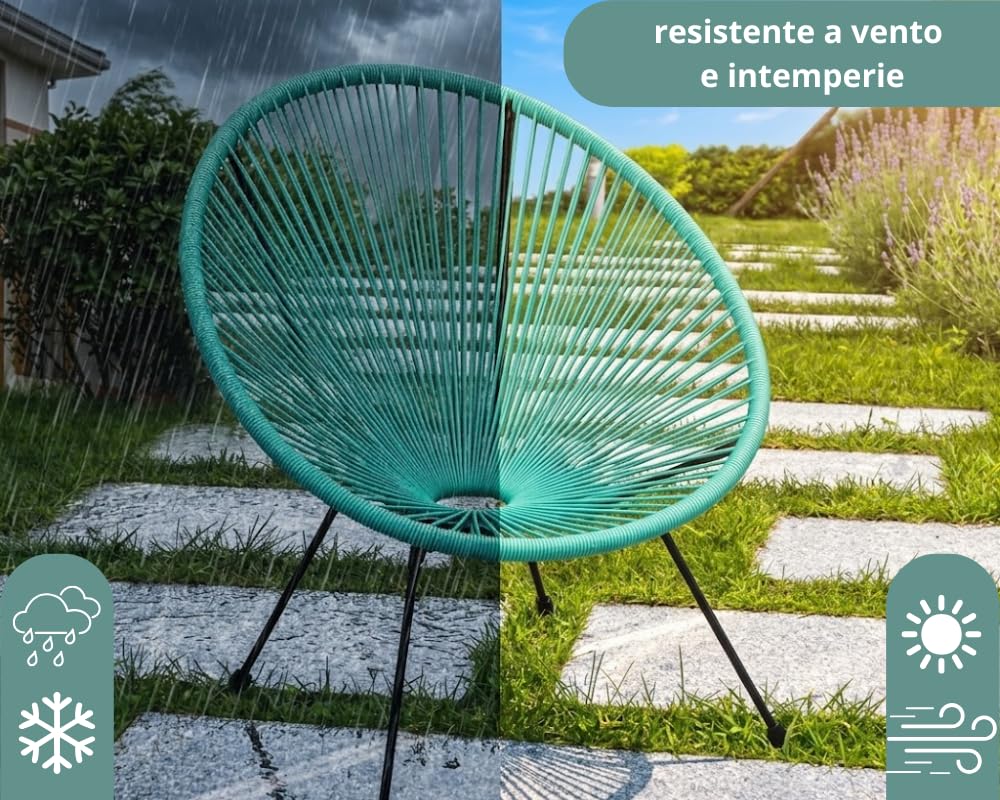 Tata Home Poltrona Relax da Giardino Mod. String Bianco Telaio in Acciaio