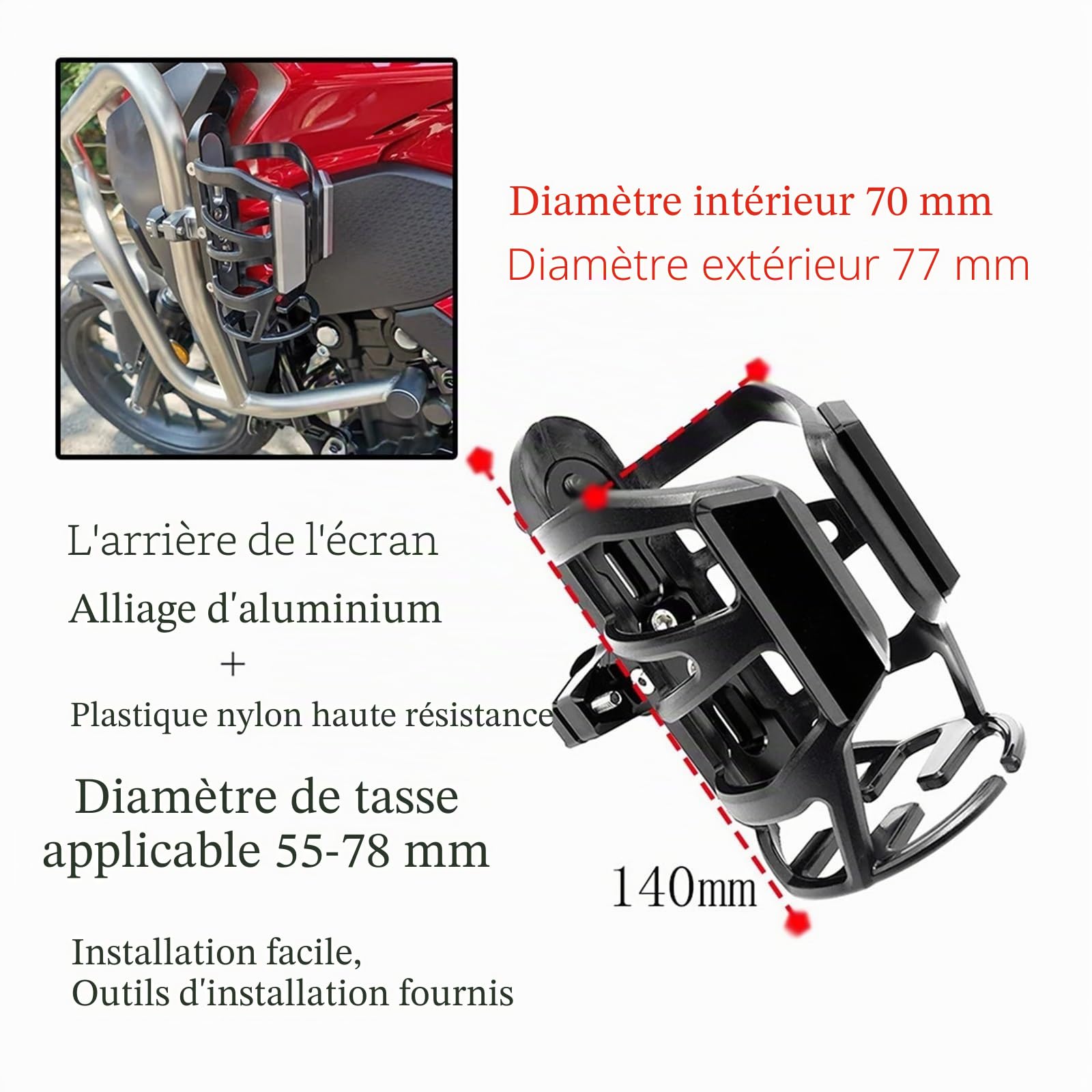 Porte-gobelets d’Eau,Porte-gobelet pour Moto, Port pour TENERE Tenere700 Tenere1200 Tenere 700 900 1200 Porte-gobelet pour Moto(TENERE700 Blue)