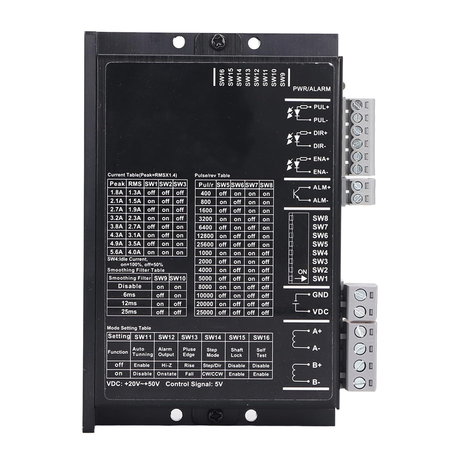 Fafeicy Controlador de Motor Paso a Paso Digital CNC Microstep 20 a 50VDC