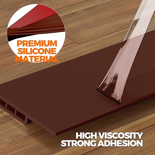 Miniatura 8 de Holikme Burlete para puerta de 41 pulgadas, para debajo de la puerta, bloqueador de corrientes de aire, tapón de ruido, adhesivo fuerte, transparente