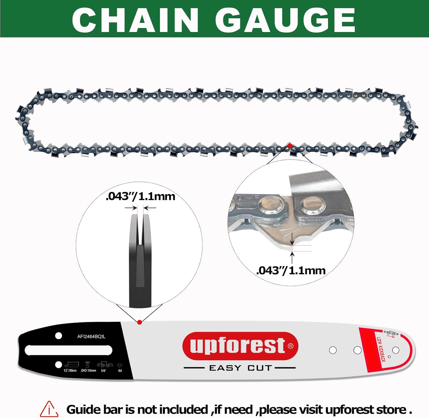 12 Inch Chainsaw Chain 1/4" Pitch- .043" Gauge 64 Drive Links - 71PMM3 64 for Stihl Pole Saws Stihl MSA120 C-B MSA140 C-B (3 Chains)(40ETP64X3)