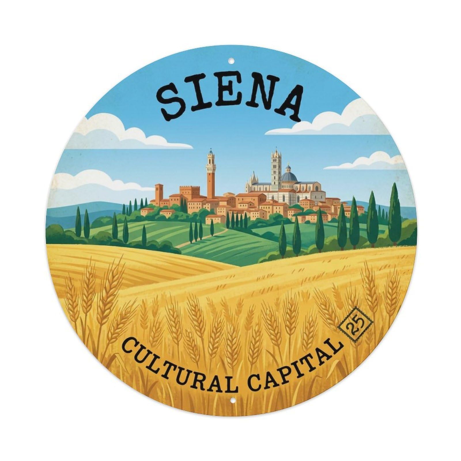 Vintage Travel Siena Italy Attracting Metal Tin Sign
