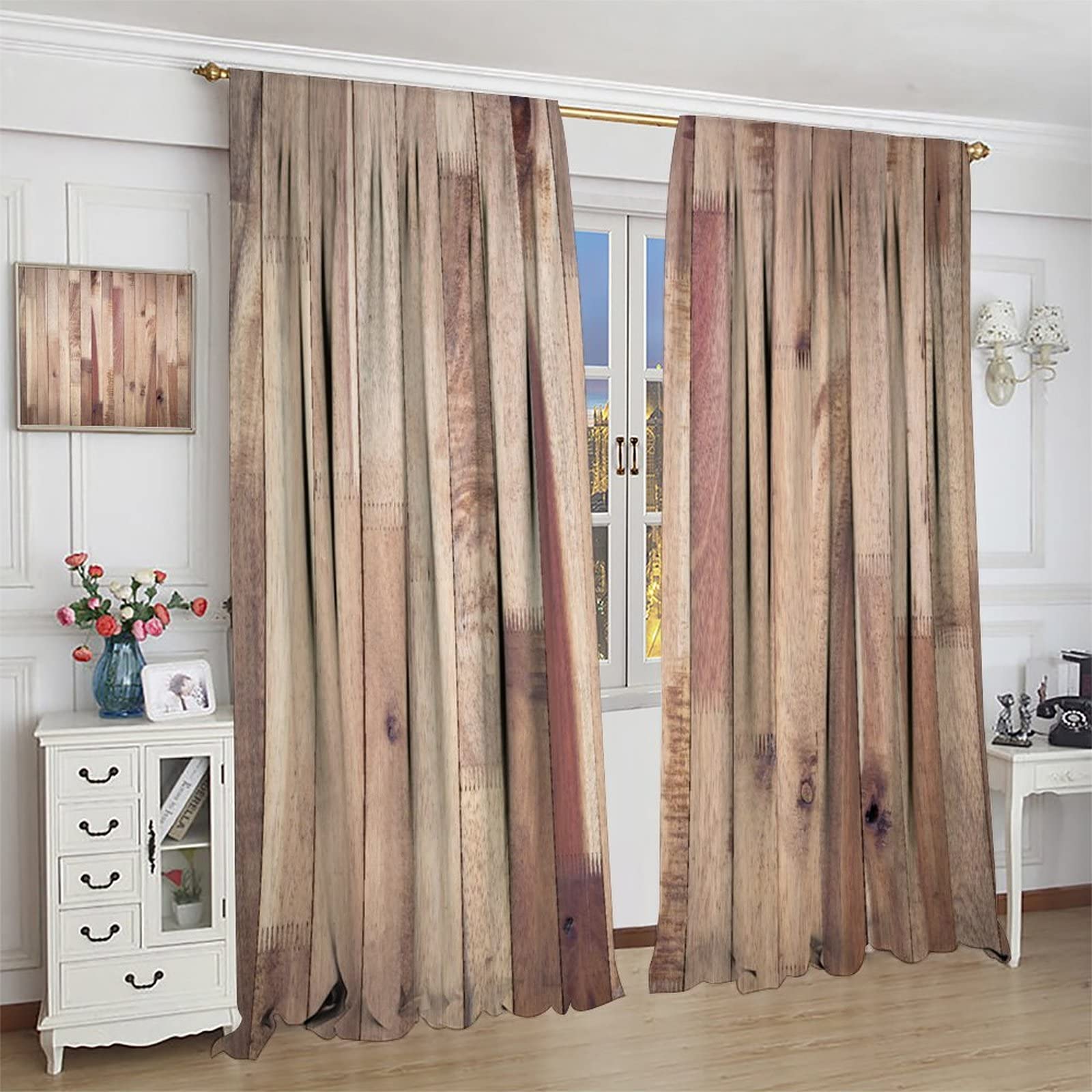 DORCEV - Cortinas De Madera Con Tablones Verticales, Cortinas De Ventana De Madera Rústica, Puerta De Granero De Madera, Casa De Grano, Puerta De Garaje De Madera Dura, Cortinas De Ventana
