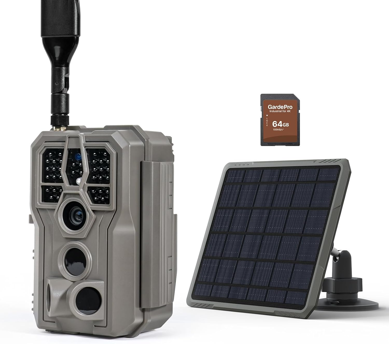 GardePro X66 Pro Cellular Trail Camera (Non-WiFi) with SP350 Solar Panel, 7800mAh Battery, 64GB SD Card Included, Live View, Shared Data Plan