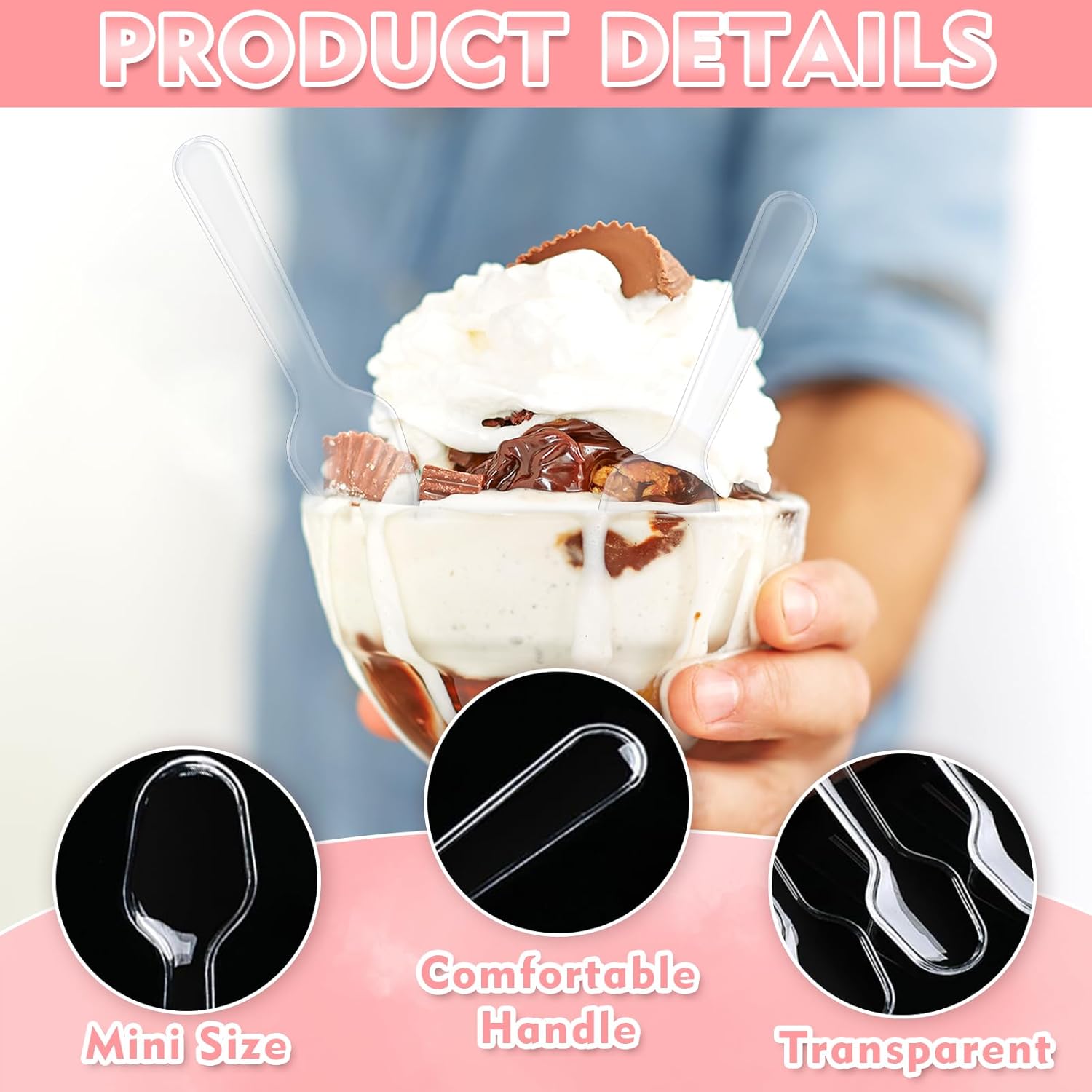 Mini Spoons for Derts, Clear Plastic Spoons, Disposable Clear