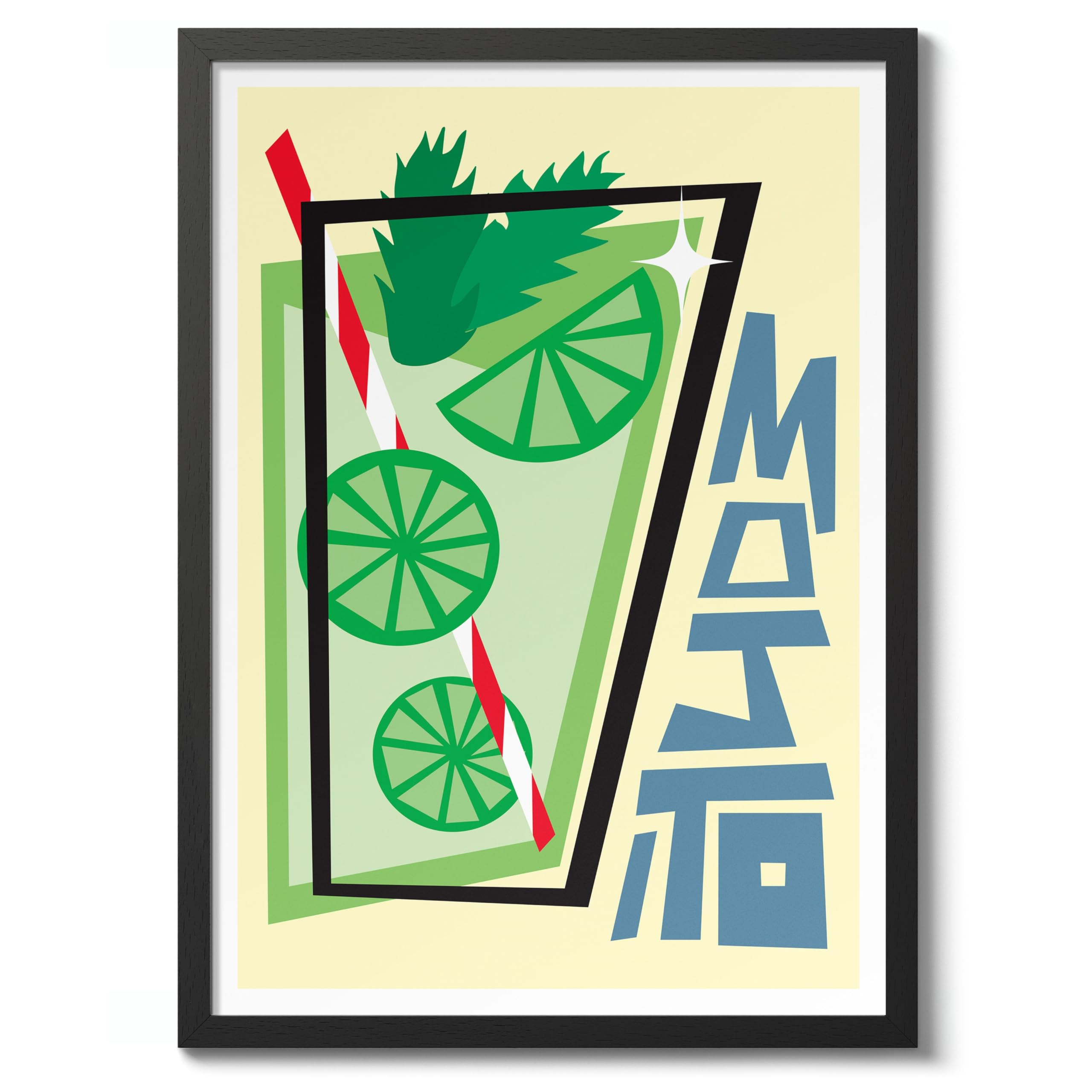 Mojito Print, Cocktail Poster, Framed Wall Art, Modern Kitchen Decor, Drinks Poster, Gift Idea, Archival Matte, A5 (Framed) - 21x14.8cm โ image 1
