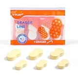 Yplus Eraser Line - Hipolymer Pencil Erasers for School Office, Cute White Rubber Eraser for Kids, Artist No Residues, 6 Pcs Stocking Stuffers for Kids Toddler
