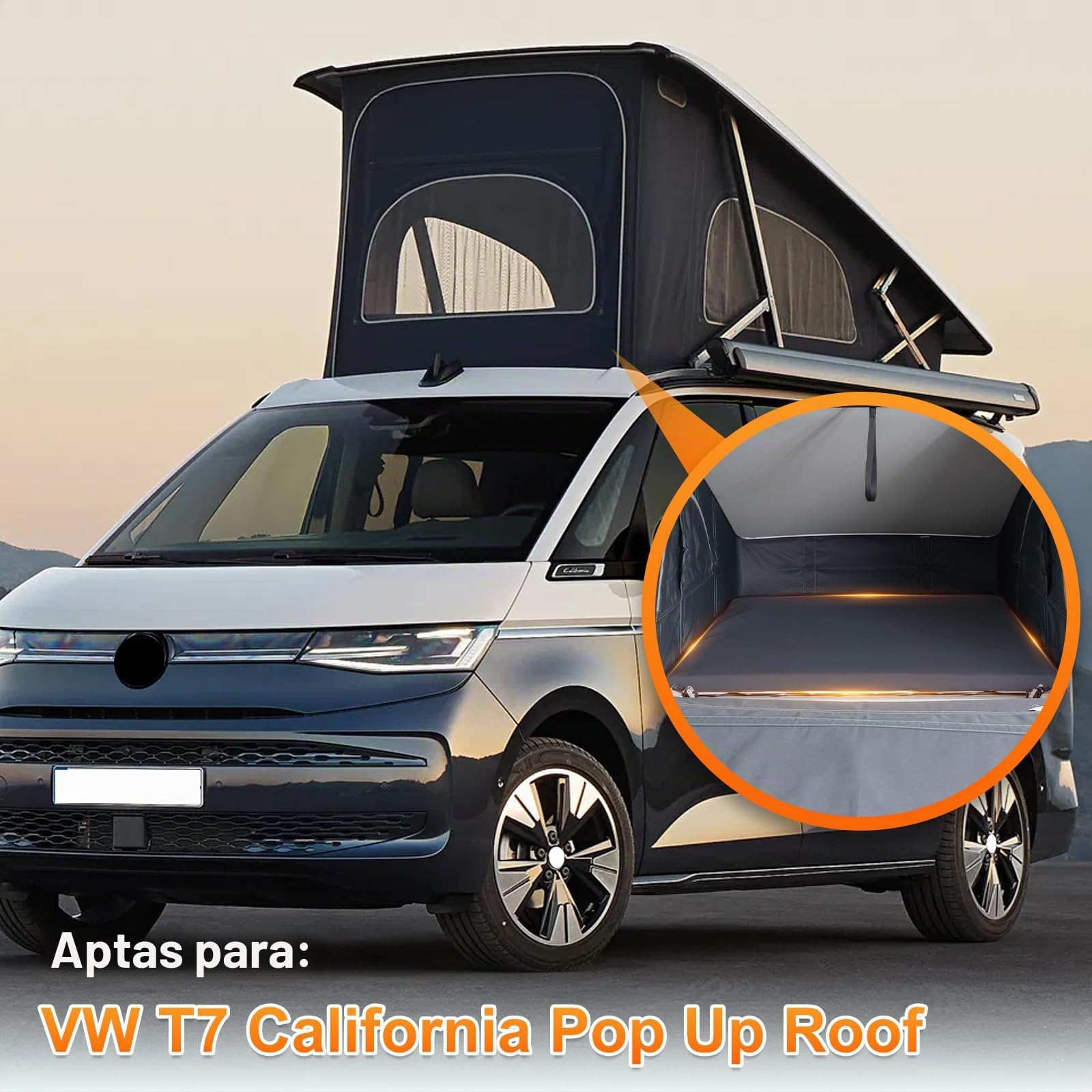 Sábana Bajera Repuesto para VW T7 California Pop Up Roof, Lujo Sábana Ajustable para Autocaravana Cama Trasera, Loft Techo Emergente Accesorios para Autocaravana