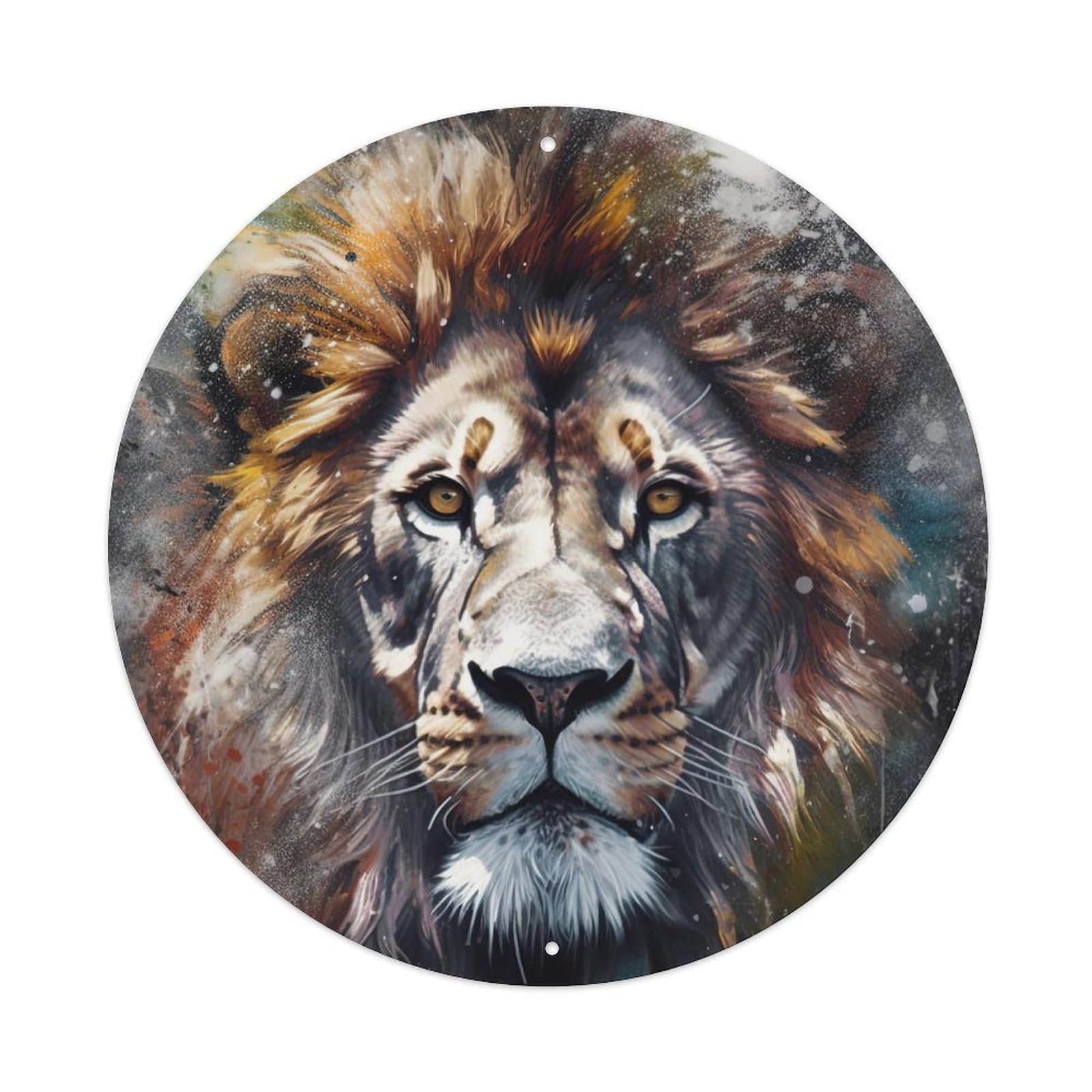 Cwbufd Vintage Style Lion Animal Wildlife King Of The Jungle Abstract Paint Splash Vintage Metal Tin Sign Plaque Wall Decor For Cafe, Club Bar, Office, Garden Metal Poster 8X8inch