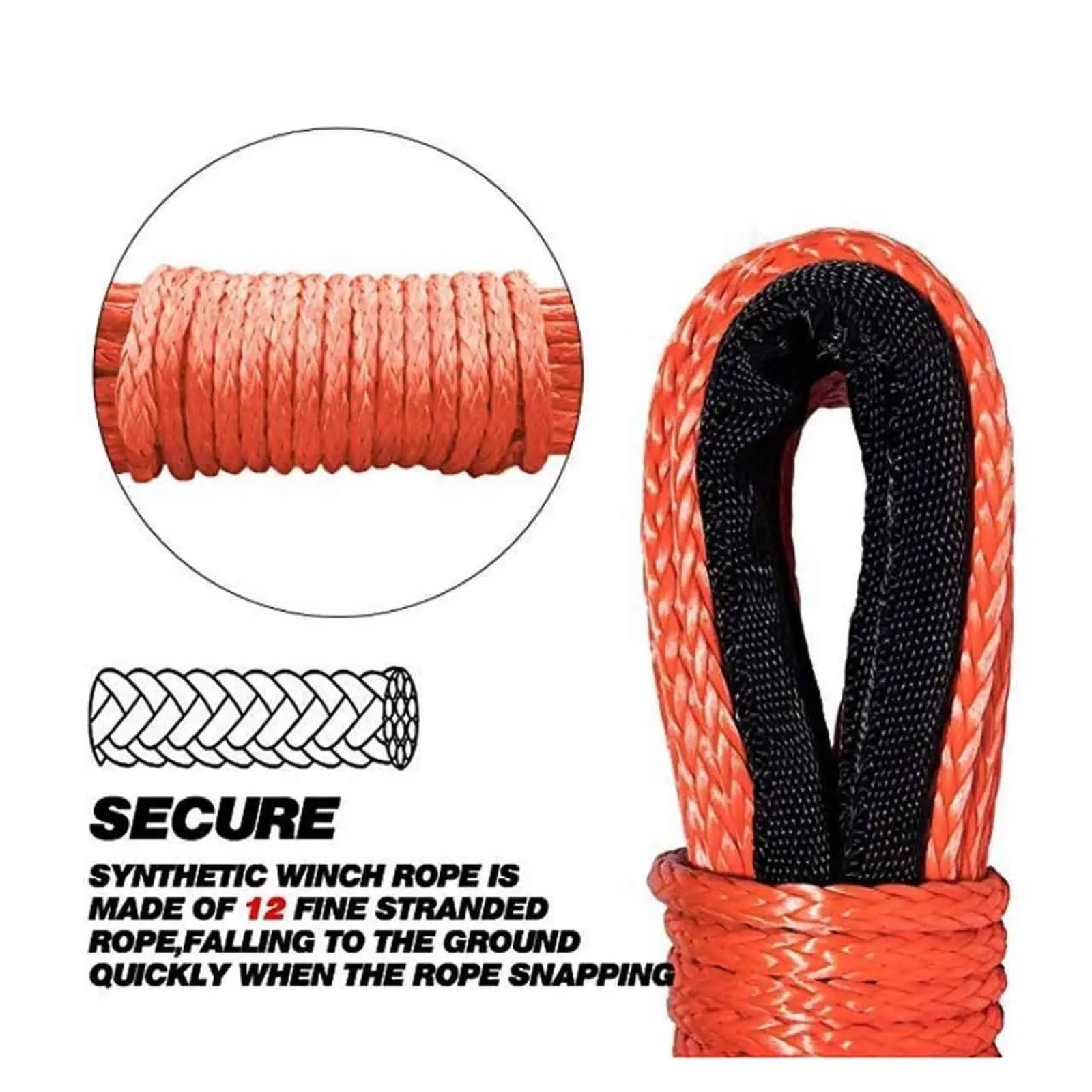 7,700 Lbs 6mm X 15m Kabel Plazmowy Syntetyczna Linka Wciągarki Lina Uhmwpe Z Osłoną Akcesoria Samochodowe Holownicza Do Samochodu Pas Holowniczy Solidna I Niezawodna(A)