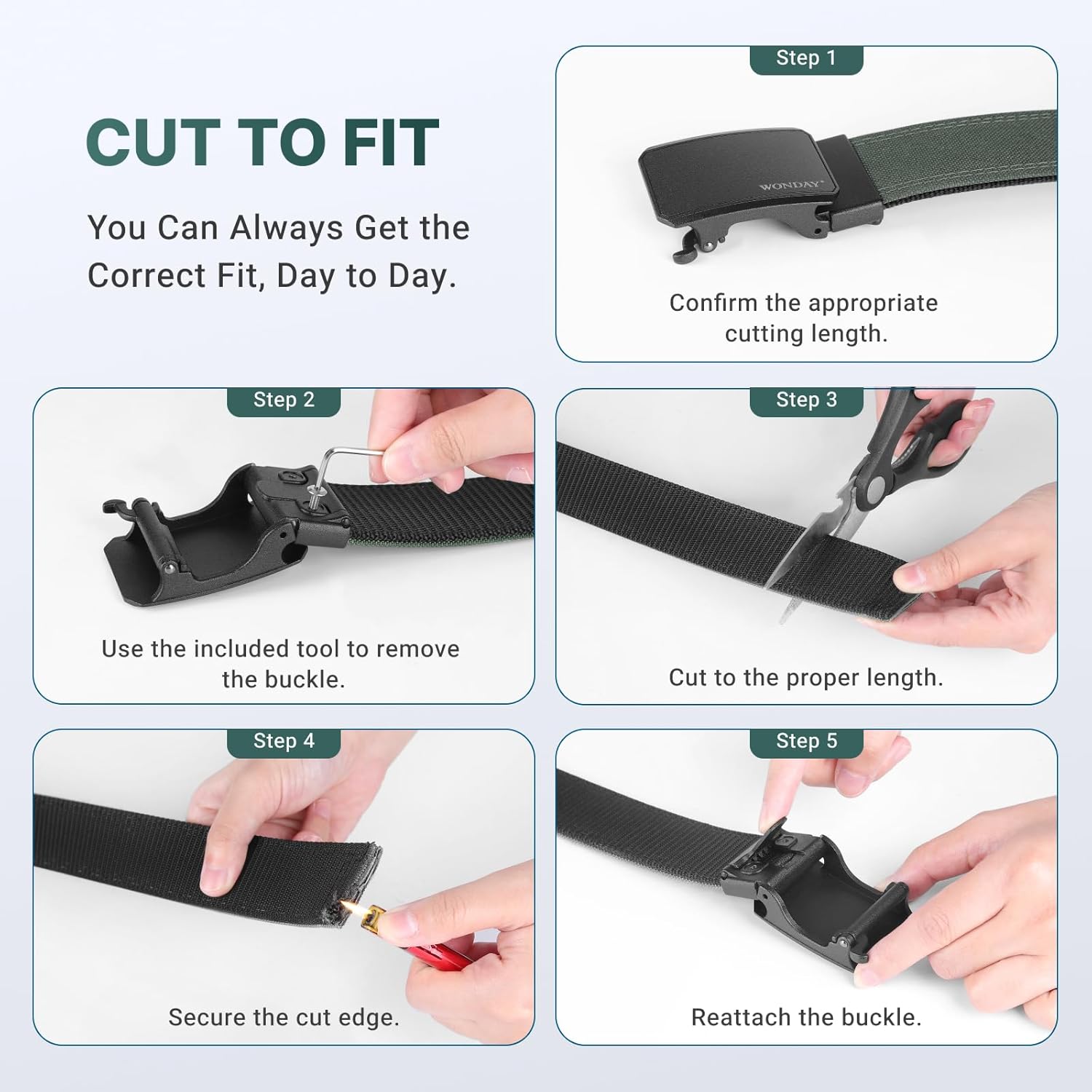 WONDAY Tactical Gun Belt Patented Ratchet CCW Rigid Men EDC Stiff Heavy Duty Work 1.5" Battle Concealed Carry Nylon Belts