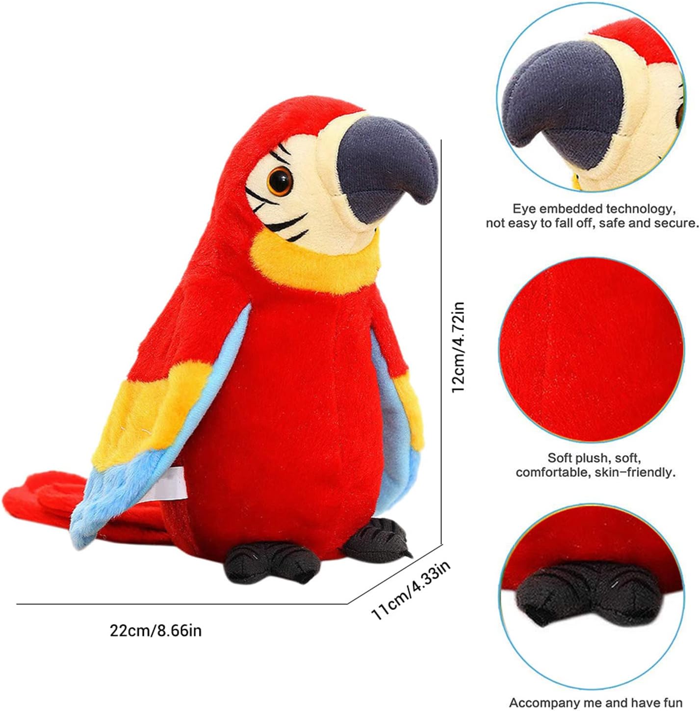 Buy Kuchung Talking Parrot Repeat What You Say Stuffed Animal Plush Toy