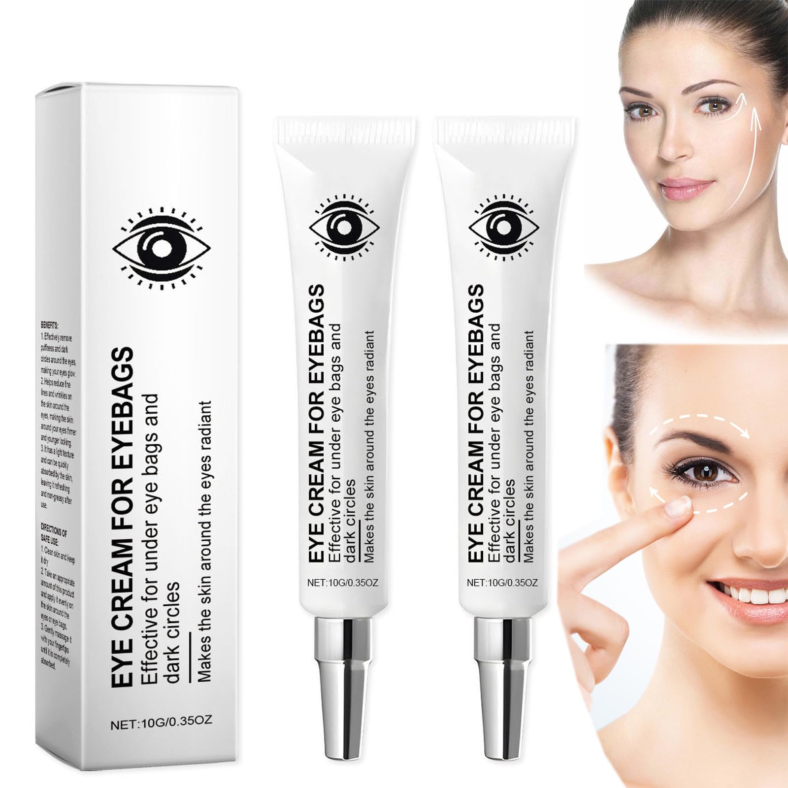 Eyebag Cream for Puffiness, Dark Circles, Fine Lines & Wrinkles, Anti-aging Eye Cream, Nourishing and Hydrating, Reduces Signs of Aging, 2PC Set