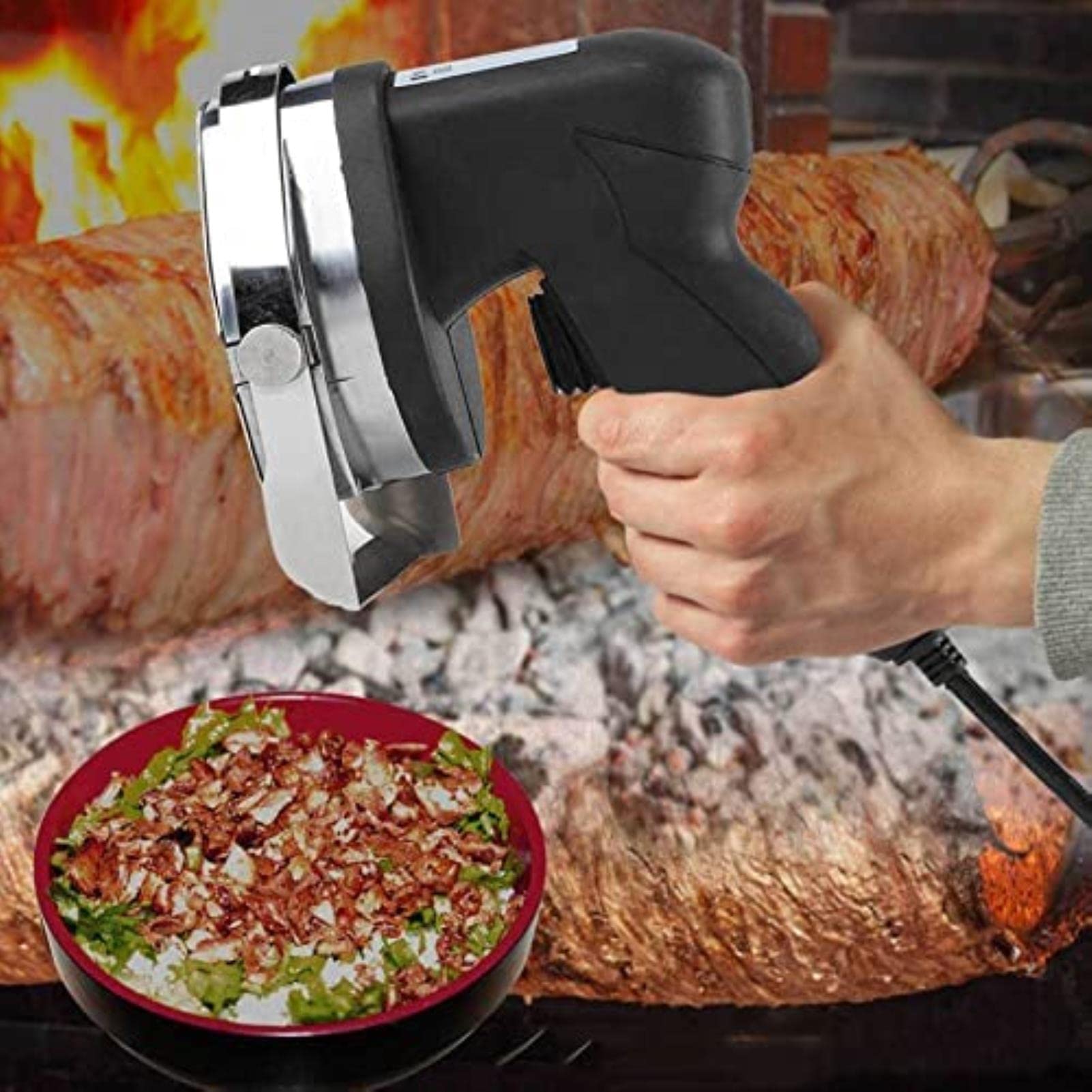AYCDL Electric Kebab Slicer Handheld Roast Meat Cutting Blade Slicing Machine Shawarma Cutter Gyro Knife Commercial Kebab Wheel Blade