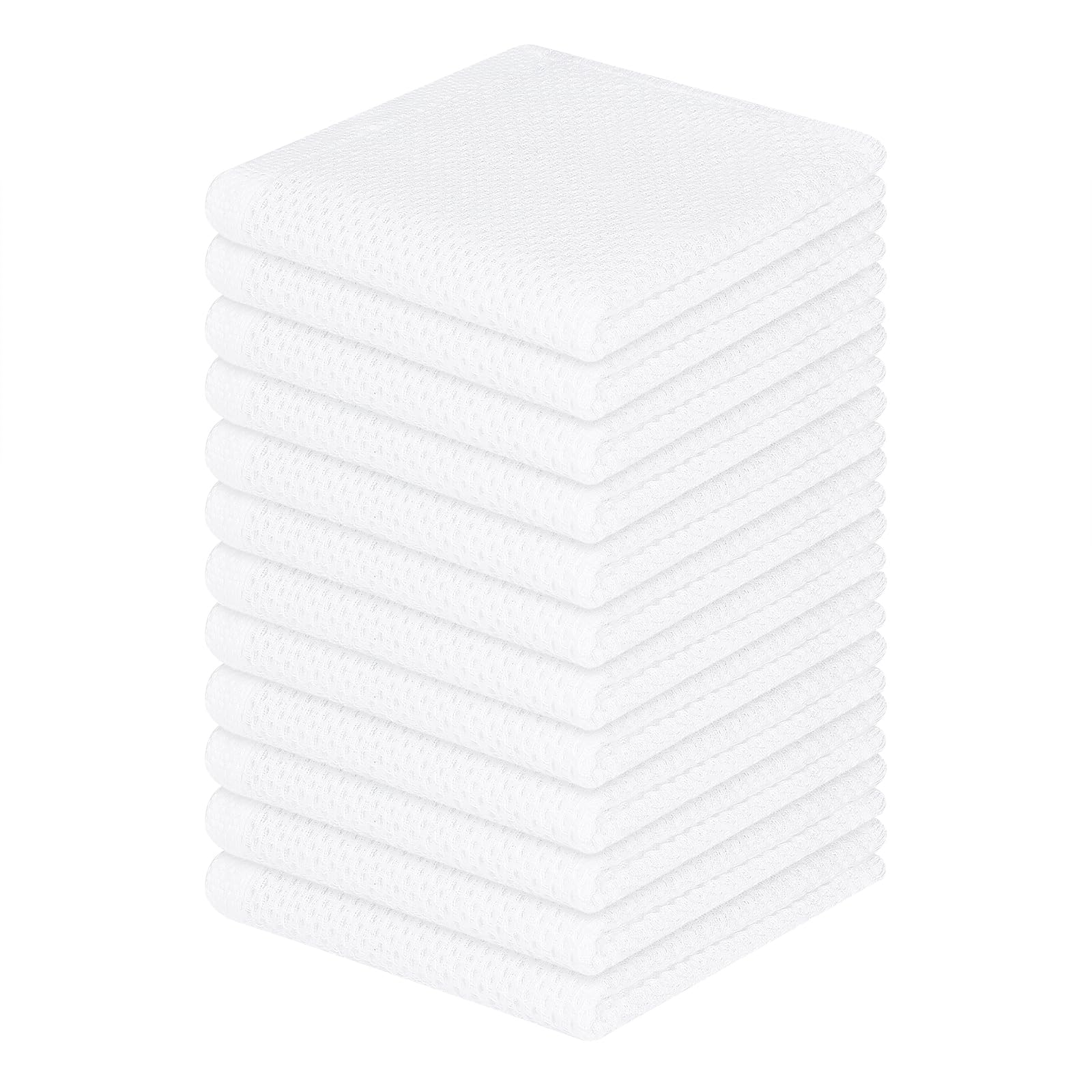 Homaxy 100% Cotton Waffle Weave Kitchen Dish Cloths 12-Pack, White