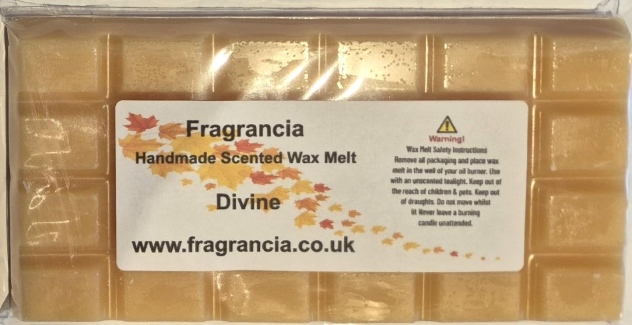 Fragrancia A Single Handmade Highly Scented 85g Wax Melt Bar (DIVINE)