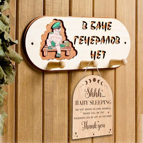 Miniatura 3 de OLMIXA Letrero colgante de madera para puerta delantera (9.8 x 12 pulgadas), no golpees ni anillas para colgar perillas de puerta, colgador de