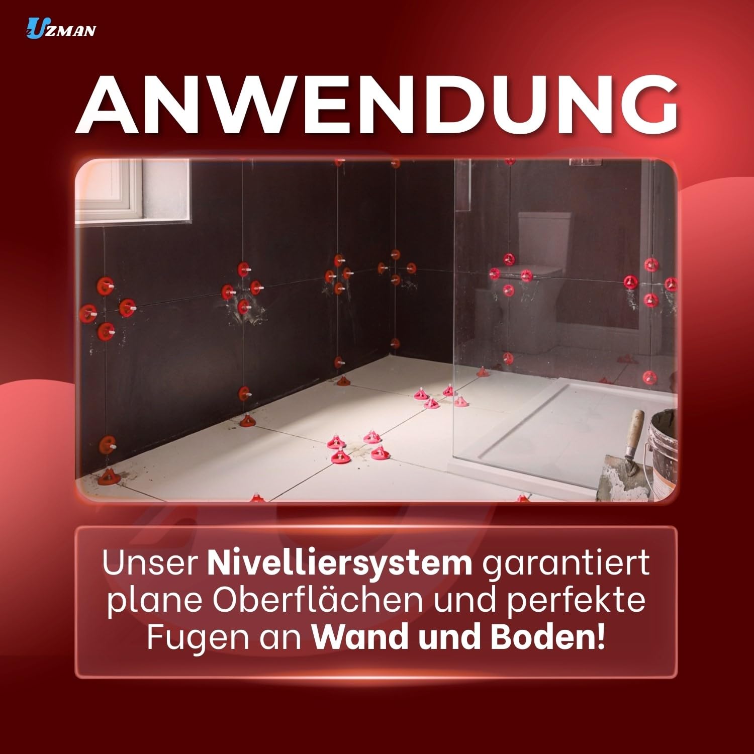 Uzman Fliesen Nivelliersystem bis zu 1200-teilig, Verlegehilfe 1–3 mm Fugenbreite, Fliesenkeile mit Zuglaschen & Hauben für Wand- und Bodenfliesen (2mm - 800 Laschen + 400 Hauben)