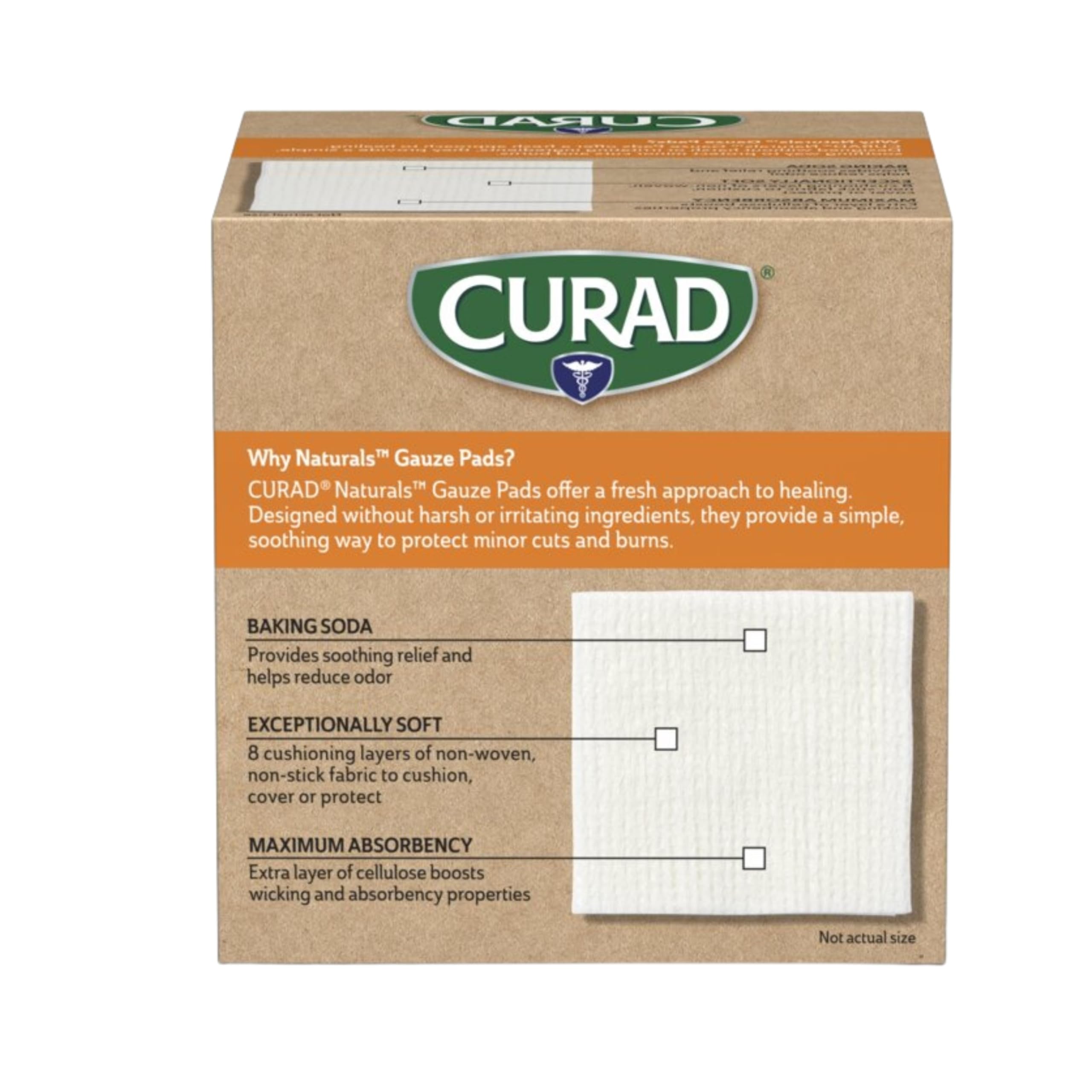 CURAD® Naturals™ Small Gauze Pads with Baking Soda, 2 in x 2 in, 75 Count — Amazon image 2