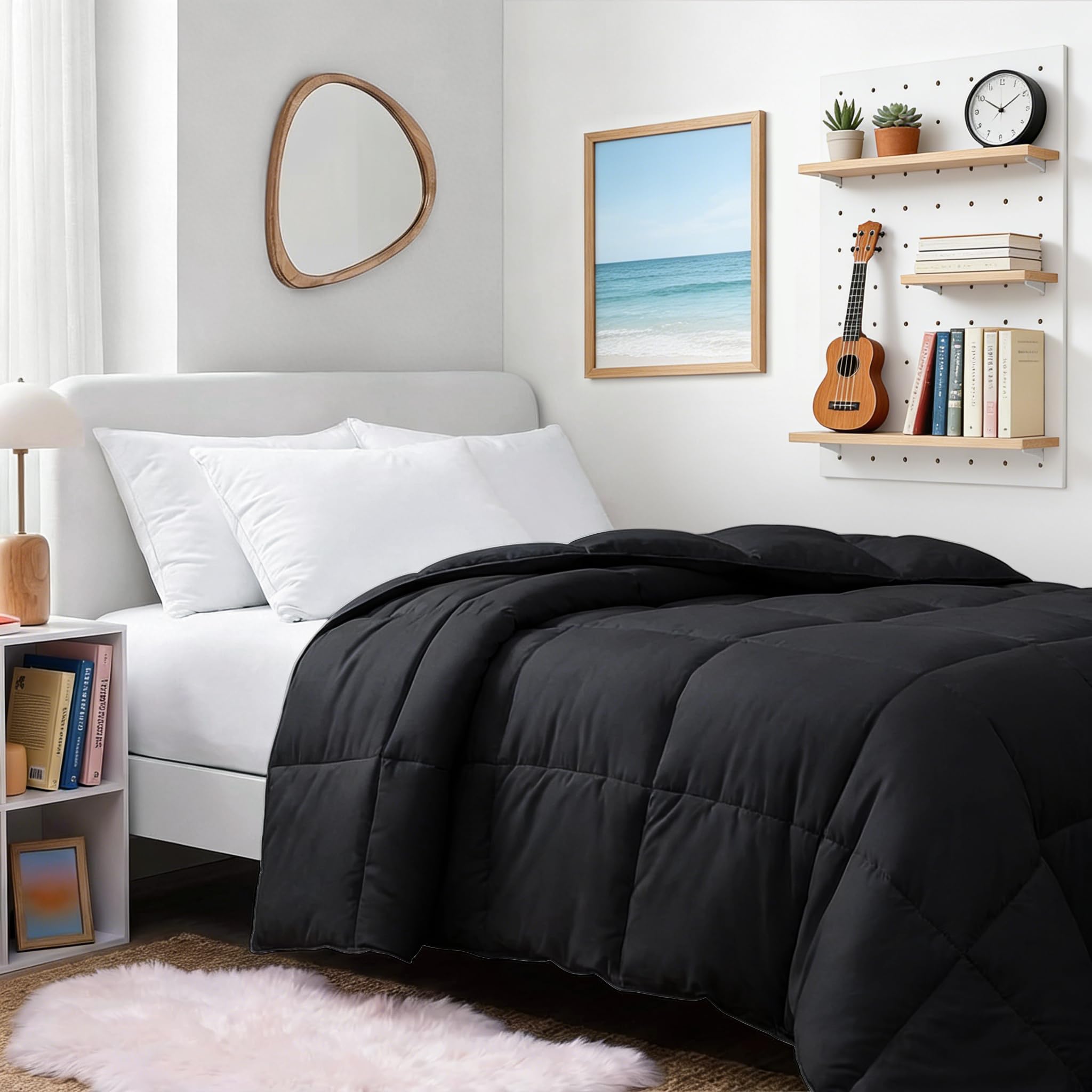 TEXARTIST Twin Comforter, All Season Down Alternative Black Duvet Insert