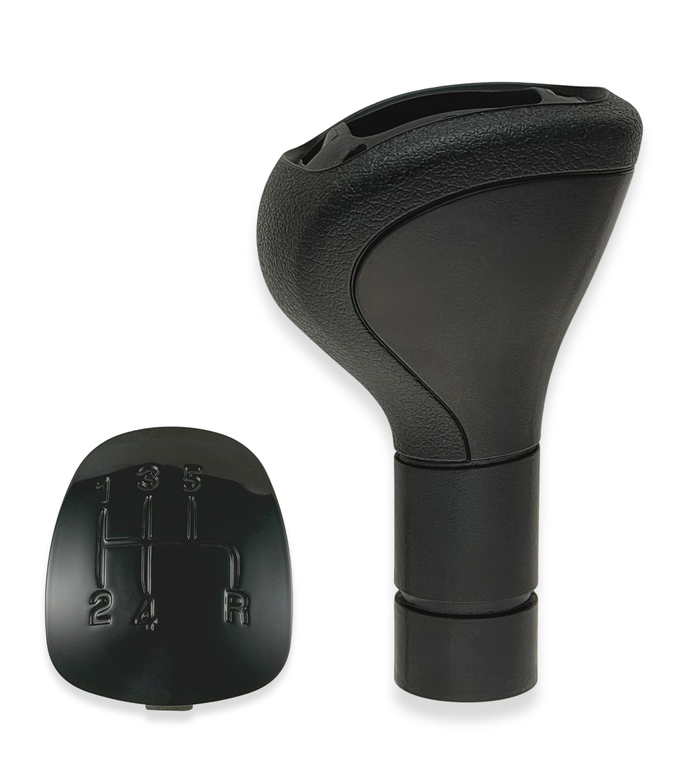 1neiSmartech Pomello per Leva Asta del Cambio 5 Marce Compatibile con Lancia Ypsilon (312) 2011–2015, Colore Nero con Lente Lucida Nera, Retromarcia a Destra