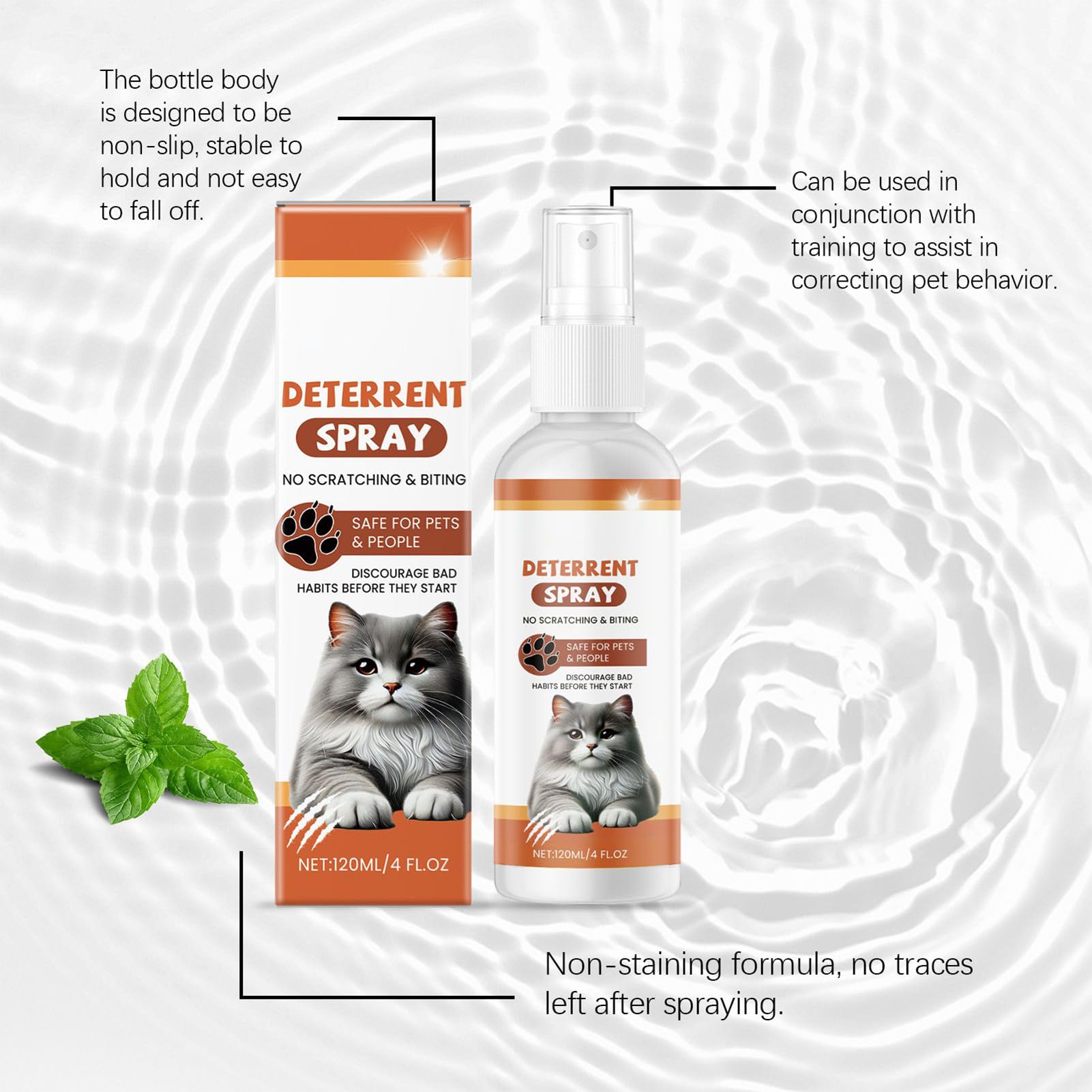 Spray anti gatto – 120 ml Pet Training Spray | Barriera a lunga durata comportamentale allenamento per pavimenti, piante, tappeti, divani, esterni, interni, gattini