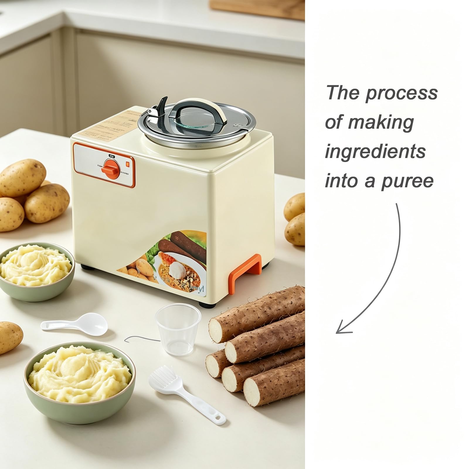 Fufu-stampfmaschine, Yam-stampfmaschine, Automatisches Heizen Und Mischen, Automatischer Alarm, Leicht Zu Reinigen, Kochen Und Rühren, Geeignet Für Gemüse Und Heilpflanzen