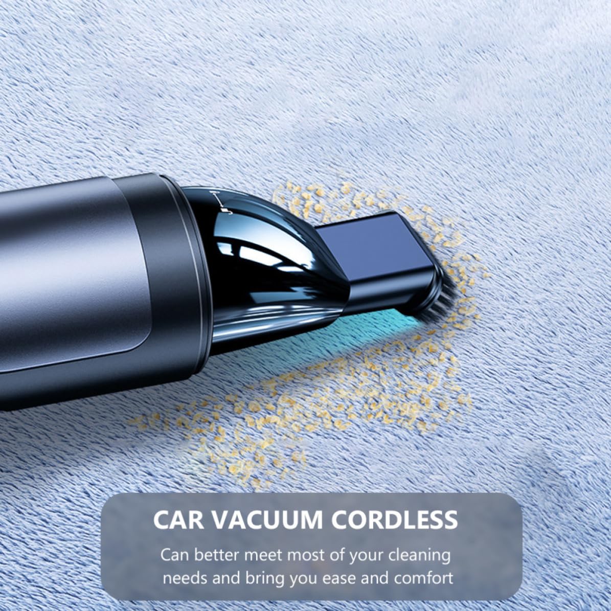 Aspirapolvere Portatile e Ricarica USB per Auto e Casa senza Fili Batteria 2000mah, Manico Ergonomico Aspirabriciole Potente Nero in Abs
