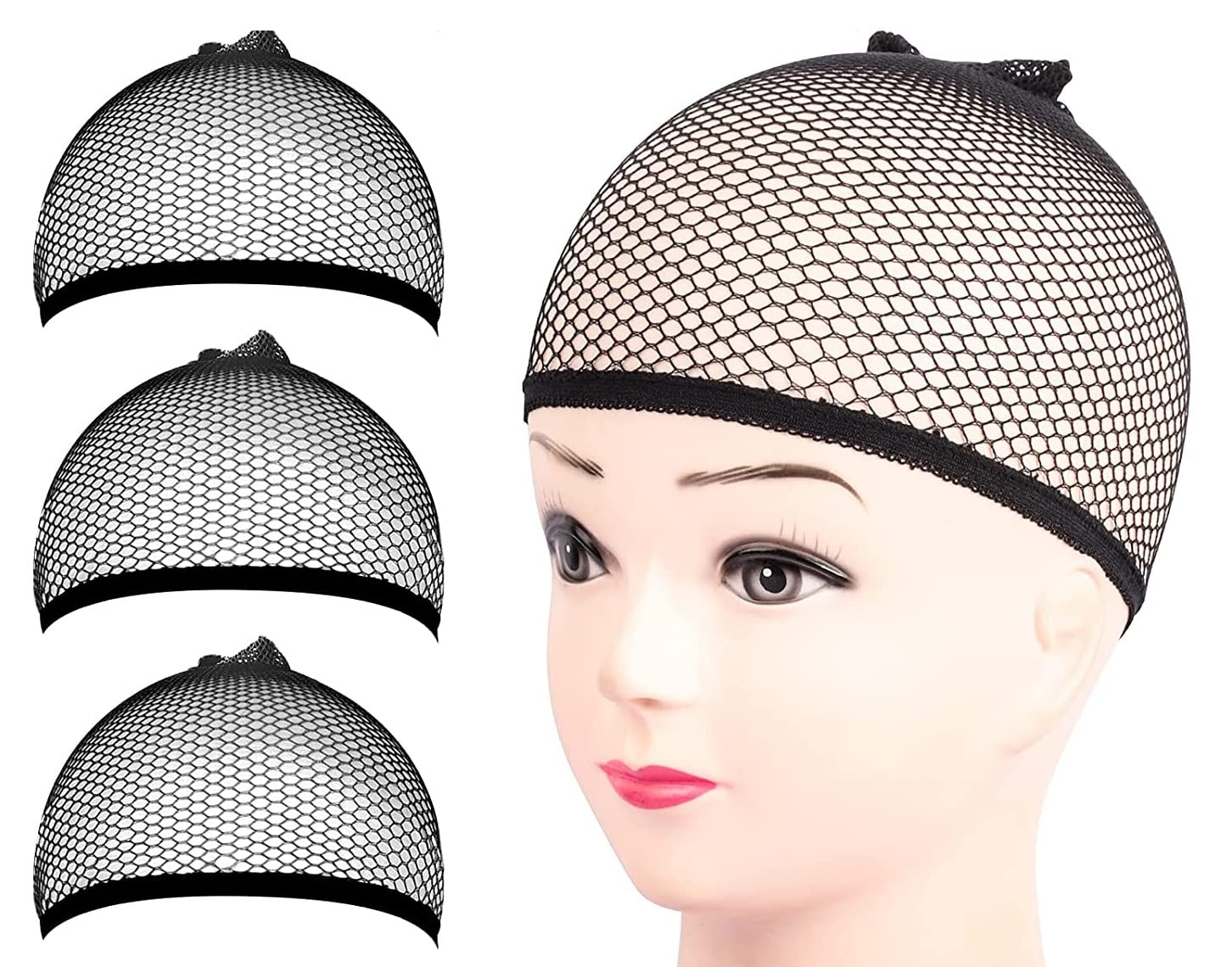 Prime Set Of 3 Pcs Full Head Wig Caps Mesh Net Wig Caps Weaving Hair Net for Men and Women Pack Of 1