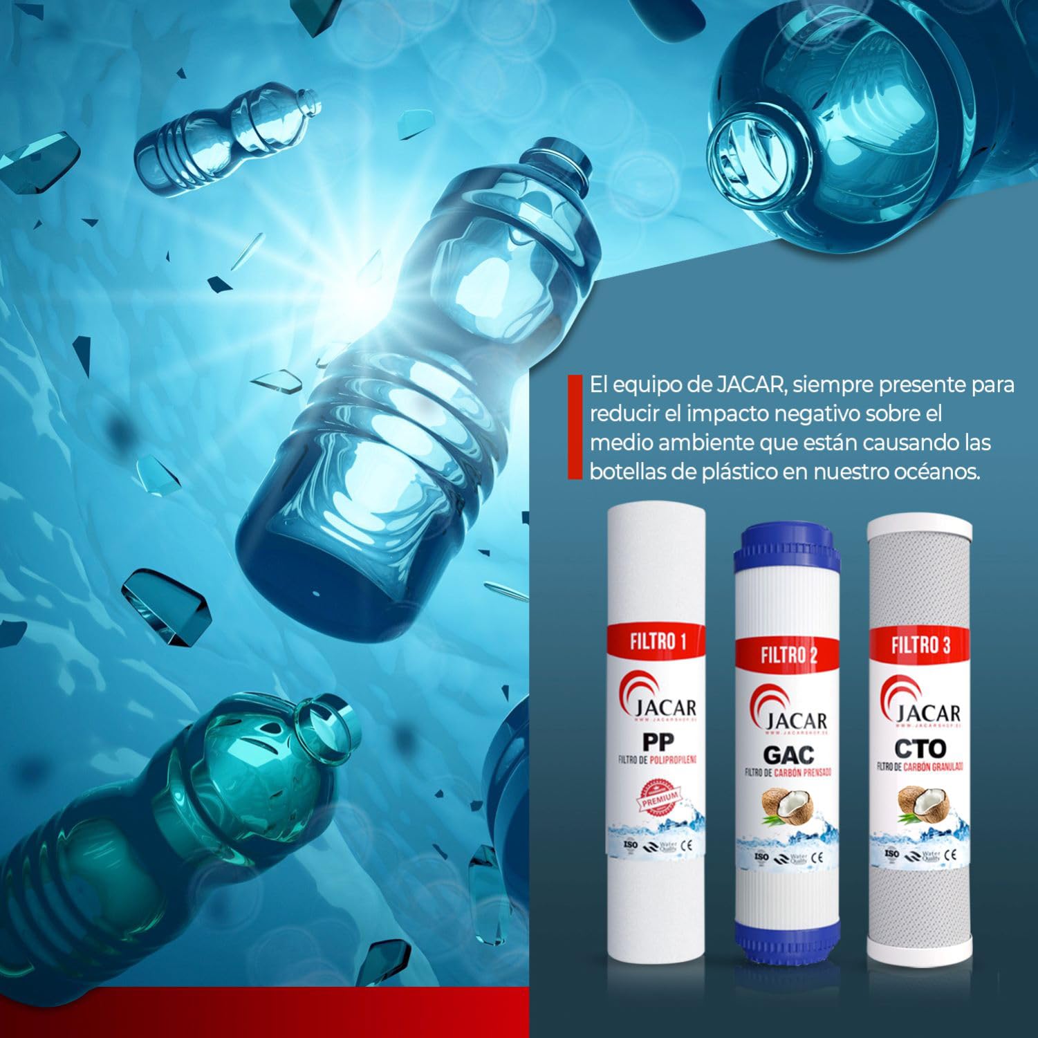 JACAR Filtros Osmosis Inversa 3 Etapas Universal con Equipos de Osmosis 5 etapas, Kit Recambios de Filtro de Agua Potable, Kit Repuestos Filtros para sistemas de Agua Purificada de equipos Domesticos