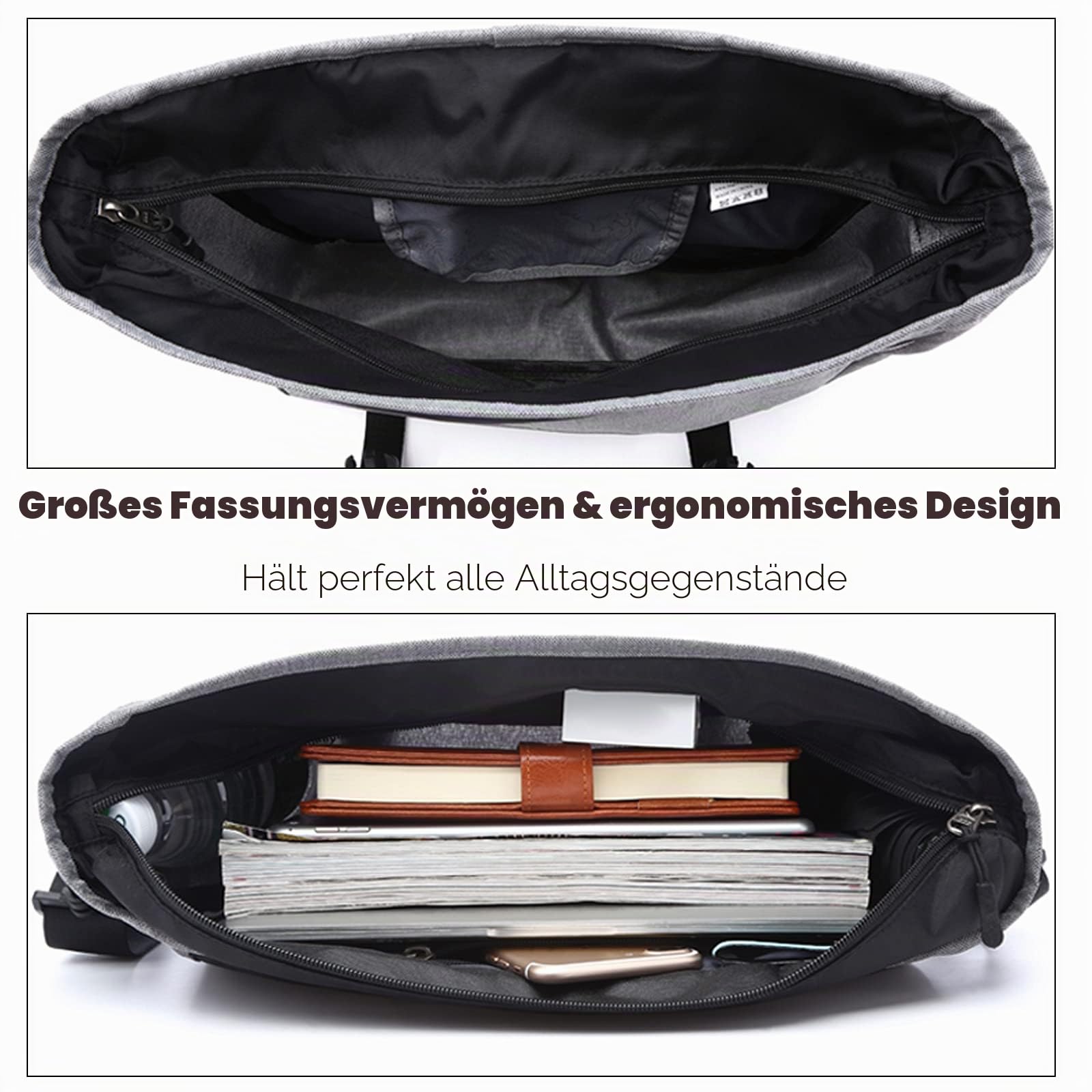 FANDARE Messenger Bag Umhängetasche Schultertasche Laptoprucksäcke Tasche Kuriertasche Polyester Schwarz