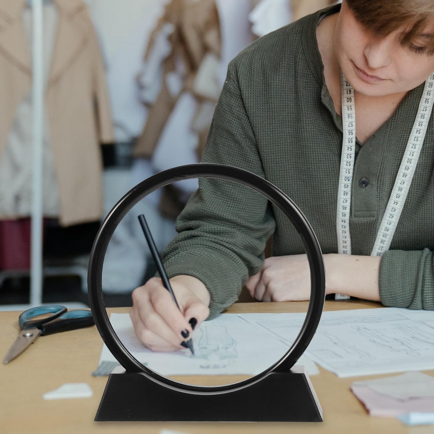 Mikikit DIY Moving Sand Art Material Kit for Adults 7-Inch Round Black Frame 17X20Cm Flowing Sand Desktop Decoration Relaxing Office and Home Craft Set