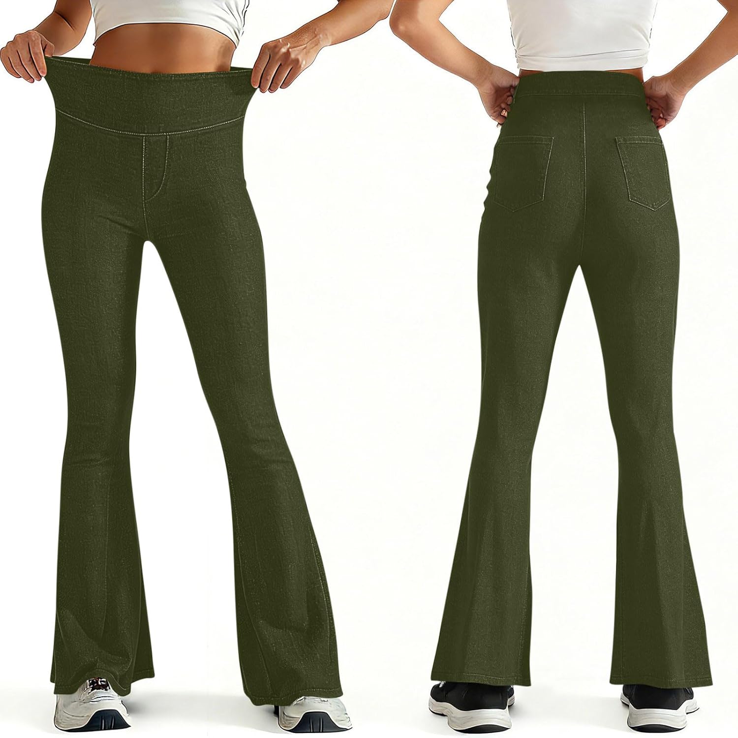 Bell Bottom Jeans Women High Waisted Jeans for Women Stretchy Denim Leggings Tummy Control Pull On Flare Pants - Image 3