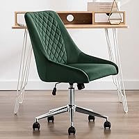 Vista 5 de Duhome - Silla de oficina en casa de terciopelo con ruedas, silla giratoria con respaldo, silla tapizada ajustable para computadora sin brazos