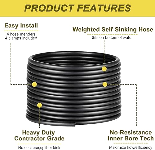 Miniatura 7 de Manguera de aireación autodispersante de 100 pulgadas, kit de manguera aireadora de estanque de 100 pies con 4 reparadores y 4 de acero inoxidable