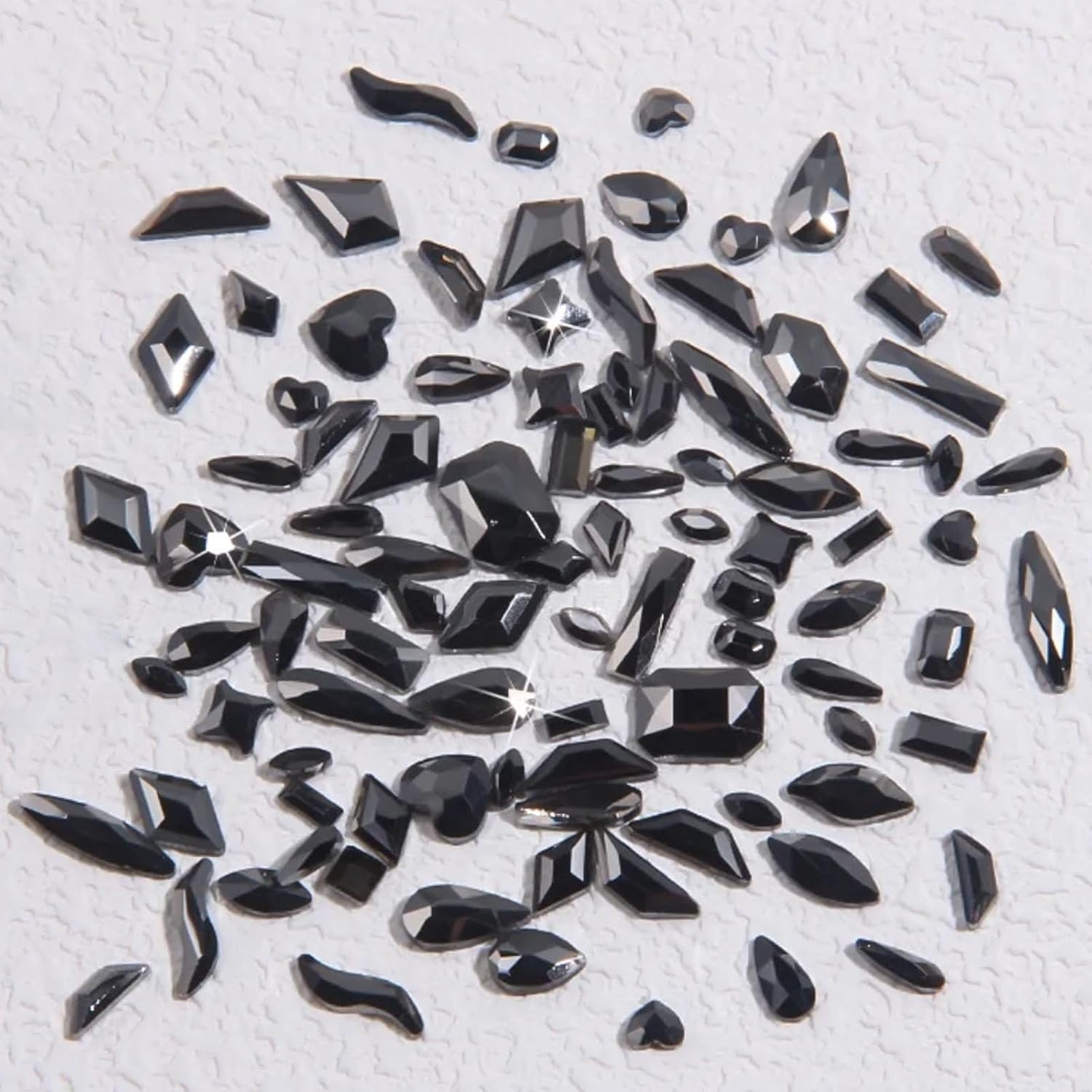 Nail Rhinestones Kit, 18 Types of 900 Special-Shaped Nail Crystal + 3200 Flat-Bottomed Nail Rhinestones, Black Nail Rhinestones for Nail Art DIY with Tweezer + Pickup Pen