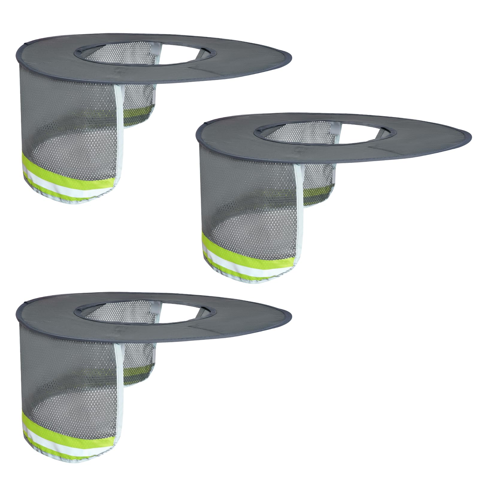 Topbuti 3 Pack Hard Hat Sun Shield Full Brim Mesh Hats Neck Sunshade, High Visibility Neck Sunshield w/Reflective Stripe for Hardhats
