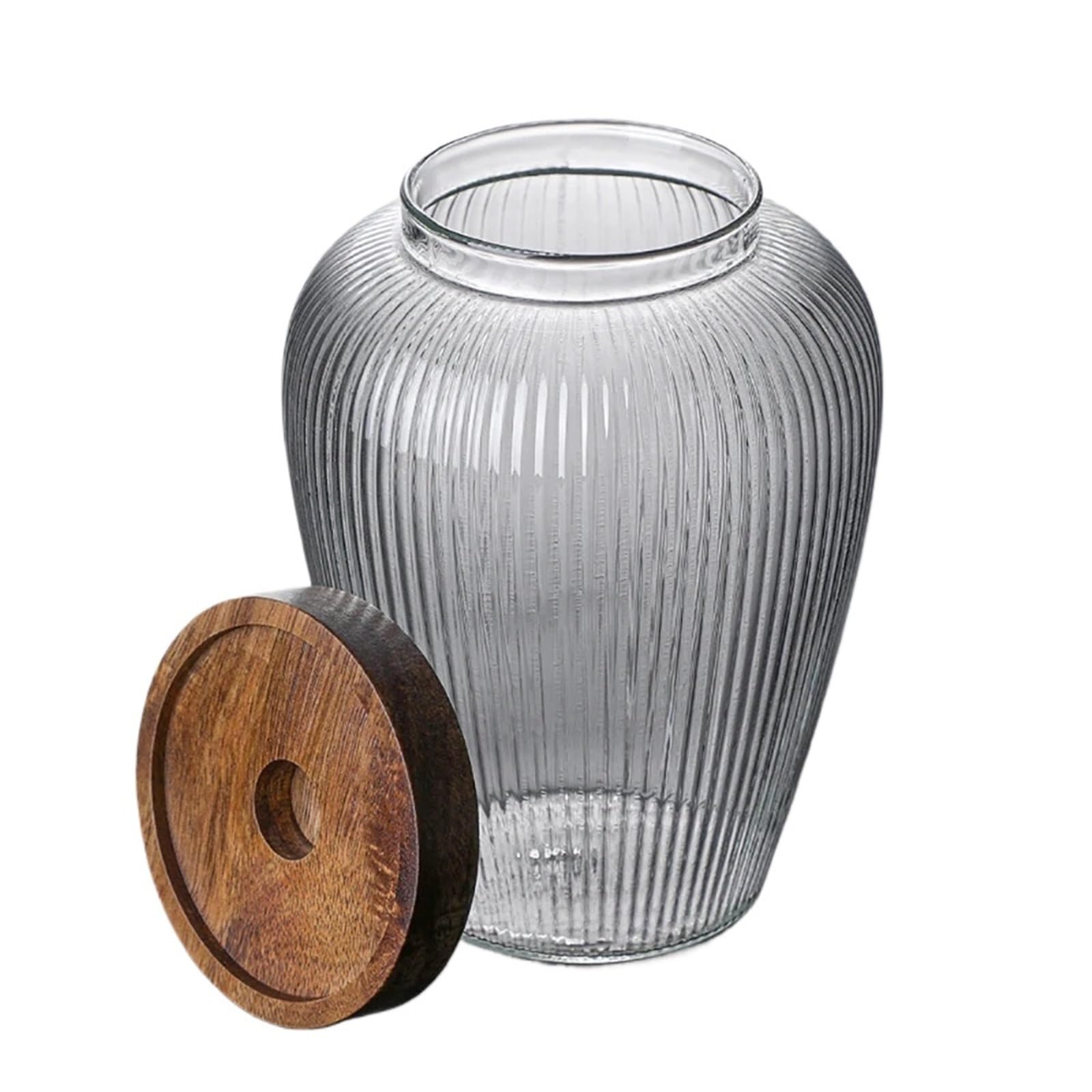LSNNMU Wood Lid Glass Airtight Canister Kitchen Storage Bottles Jar Food Container Grains Pu'er Tea Can Coffee Beans Dried Fruit Jars For Preserving
