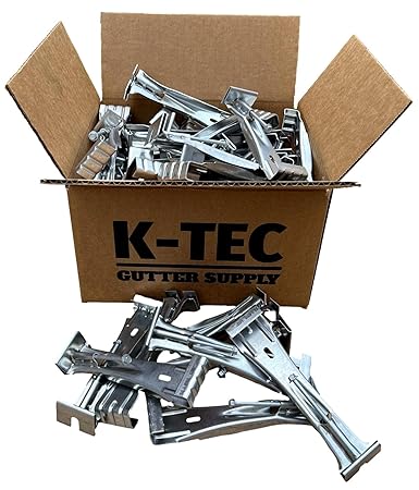 K-TEC (25 Pack) 6 Inch Heavy Duty Hidden Rain Gutter Hanger Bracket Support Fastener with Clip for K-Style Aluminum Gutters