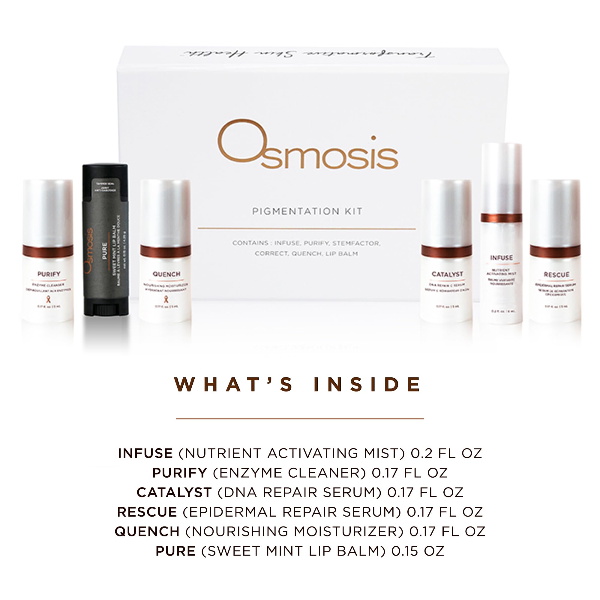 Osmosis Pigmentation Deluxe Kit, 6 Piece Skin Care Regimen, Helps Reduce Appearance of Dark Spots for Even Skin Tone, Travel Size