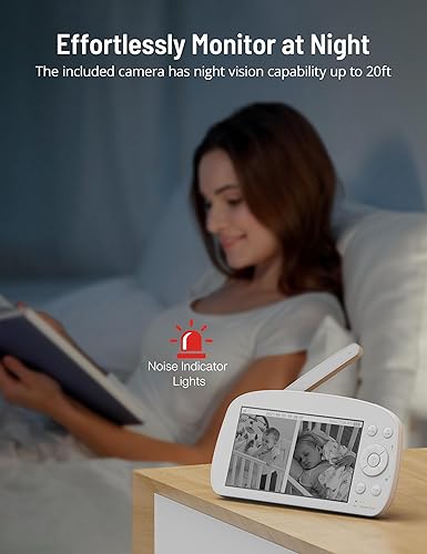 Miniatura 4 de Monitor de bebé, monitor de video para bebé de pantalla dividida 1080P de 5.5 pulgadas con cámara y audio, conversación de 2 vías, batería de 5000