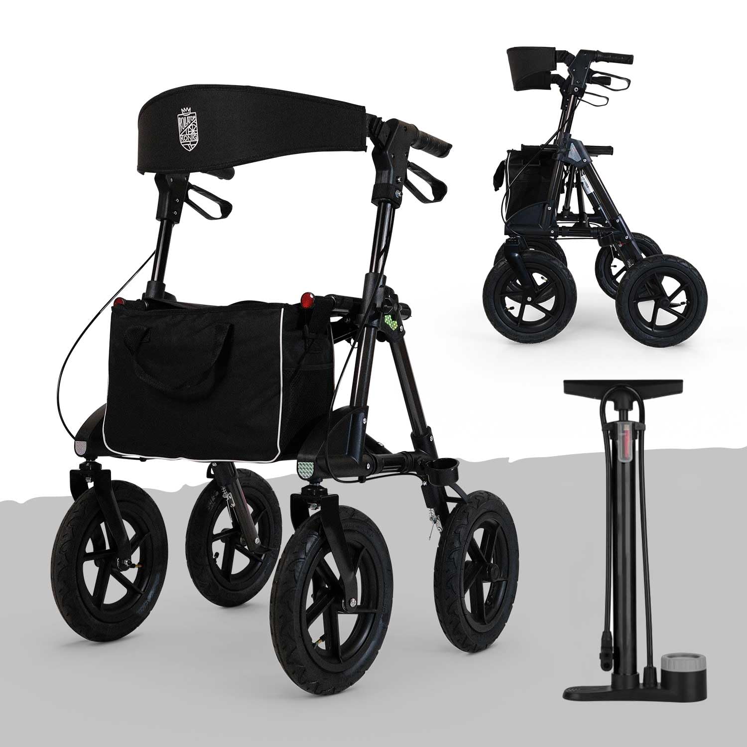 Rollator Outdoor mit Luftreifen – Sitz & Rückenlehne, faltbar