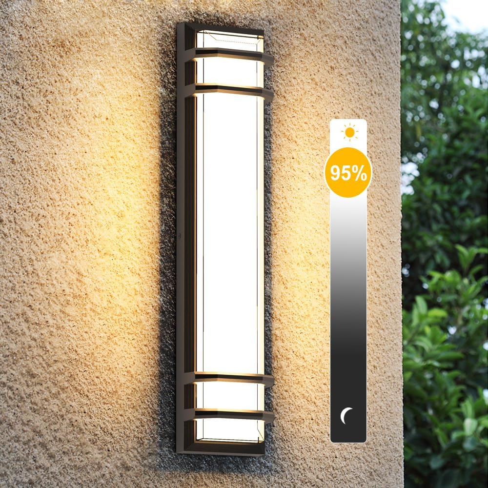 Exterior Wall Lights,36w Dimmable LED Modern Porch & Patio Wall Light Fixture, 23.6in Black Exterior Sconce Wall Mounted Lights Suitable for Garage Living Room Courtyard House(3000K)