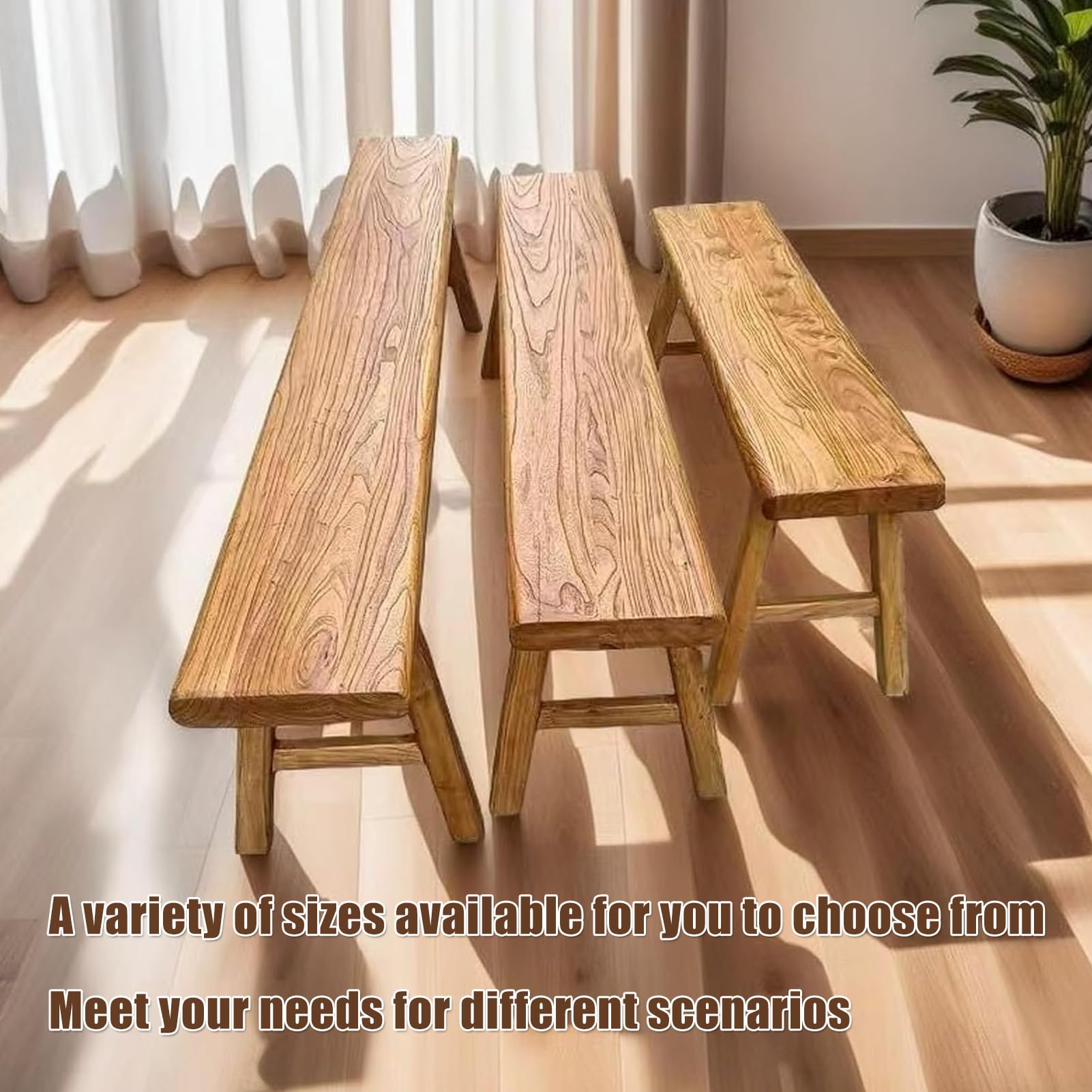 Reclaimed Elm Rustic Entry Way Benches Seat-Farmhouse Indoor Solid Wooden Noodle Bench,Maximum Load 880IB,Handcraft for Entryway Bedroom/Living Room/Dining Room