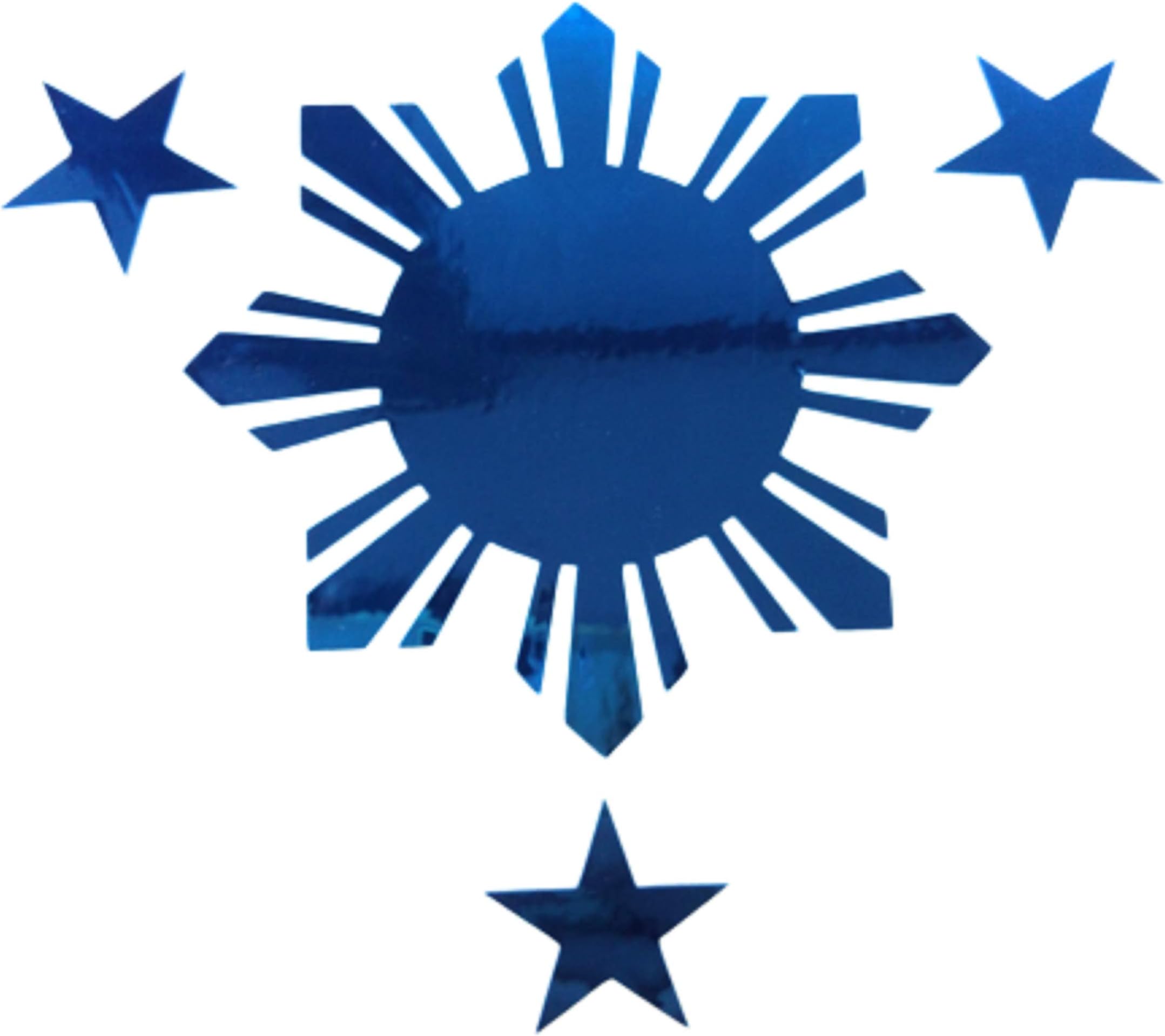 Metallic Blue 4" Philippines Filipino Pilipinas 3 Stars 1 Sun Flag Vinyl Decal for Car Laptop Door Window