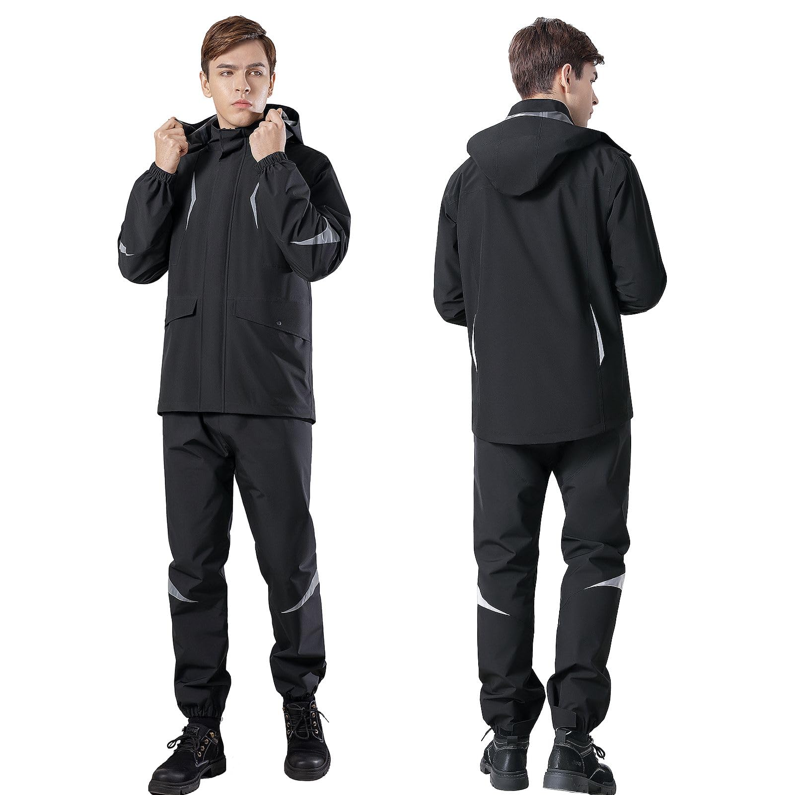 ZJchao Manteau de pluie imperméable pour moto, Ensemble D'Imperméable de Moto Réfléchissant Imperméable pour Hommes Vêtements de Pluie de Travail Combinaison de Pluie de Moto avec Imperméable (L)