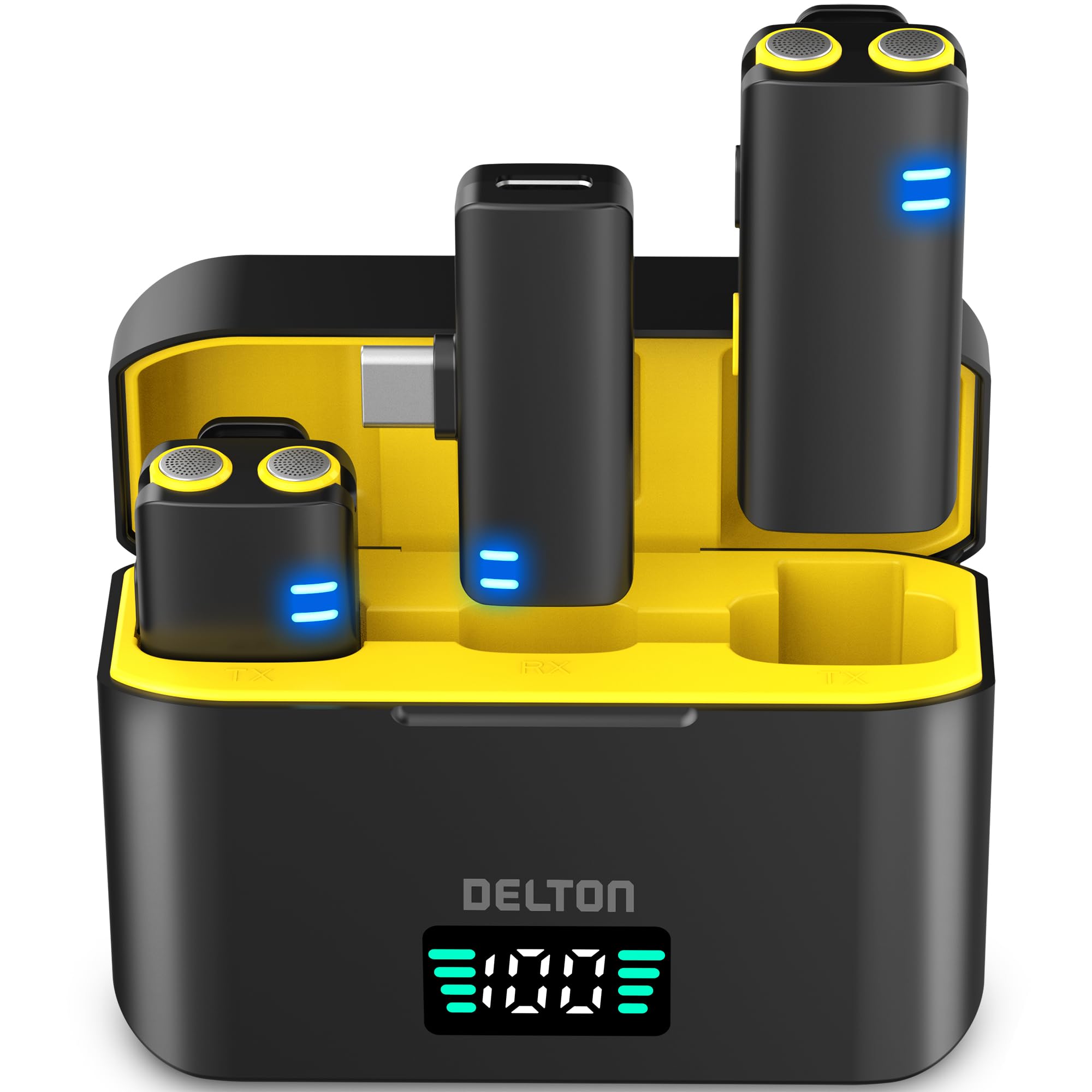 Delton M27 Wireless Lavalier Microphones with Charging Case
