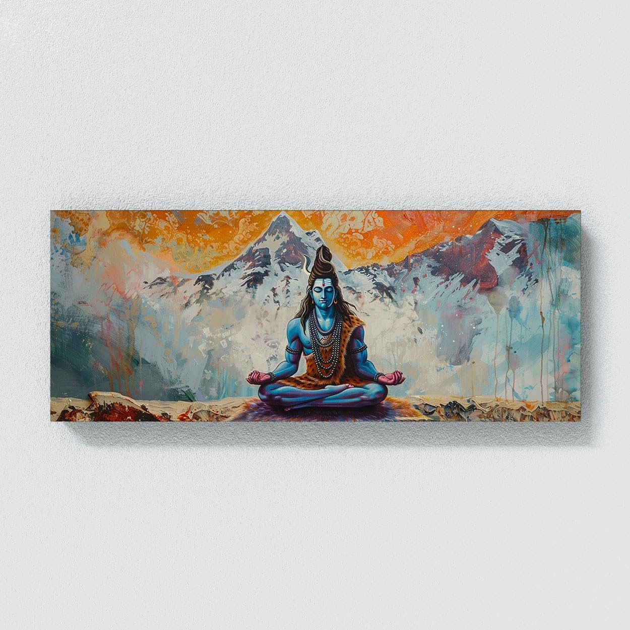 Sense Canvas Shiva Kailash Meditation 71 Canvas Art - Home Decor Wall Art Print Poster Painting Large 40x16 / 0.75"