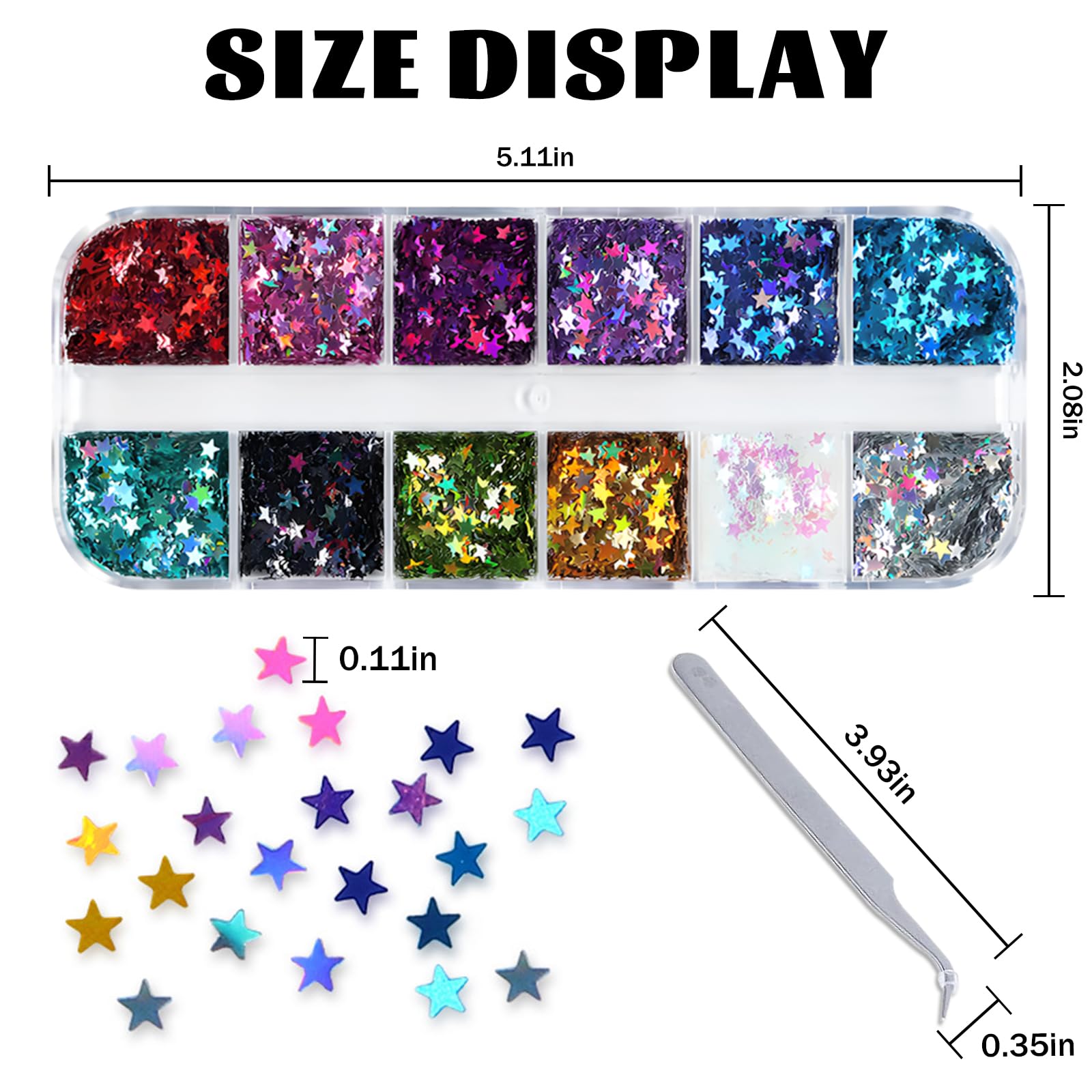 Lifextol 36 Grids Nail Glitter for Nails Art Decoration Kit&6 Grids Flower Nail Charms and Gems for Press Nail Design, Butterfly Chunky Glitter Flakes Star Nail Sequins Holographic Nail Foil Glitter