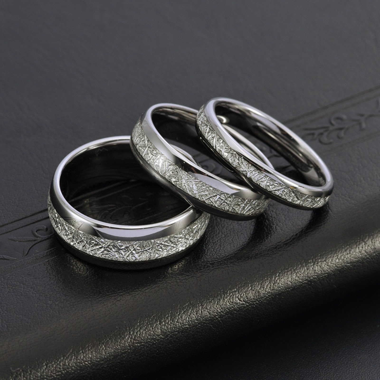 Epinki Anello da uomo in tungsteno, 4/6/8 mm, argento satinato, a cupola